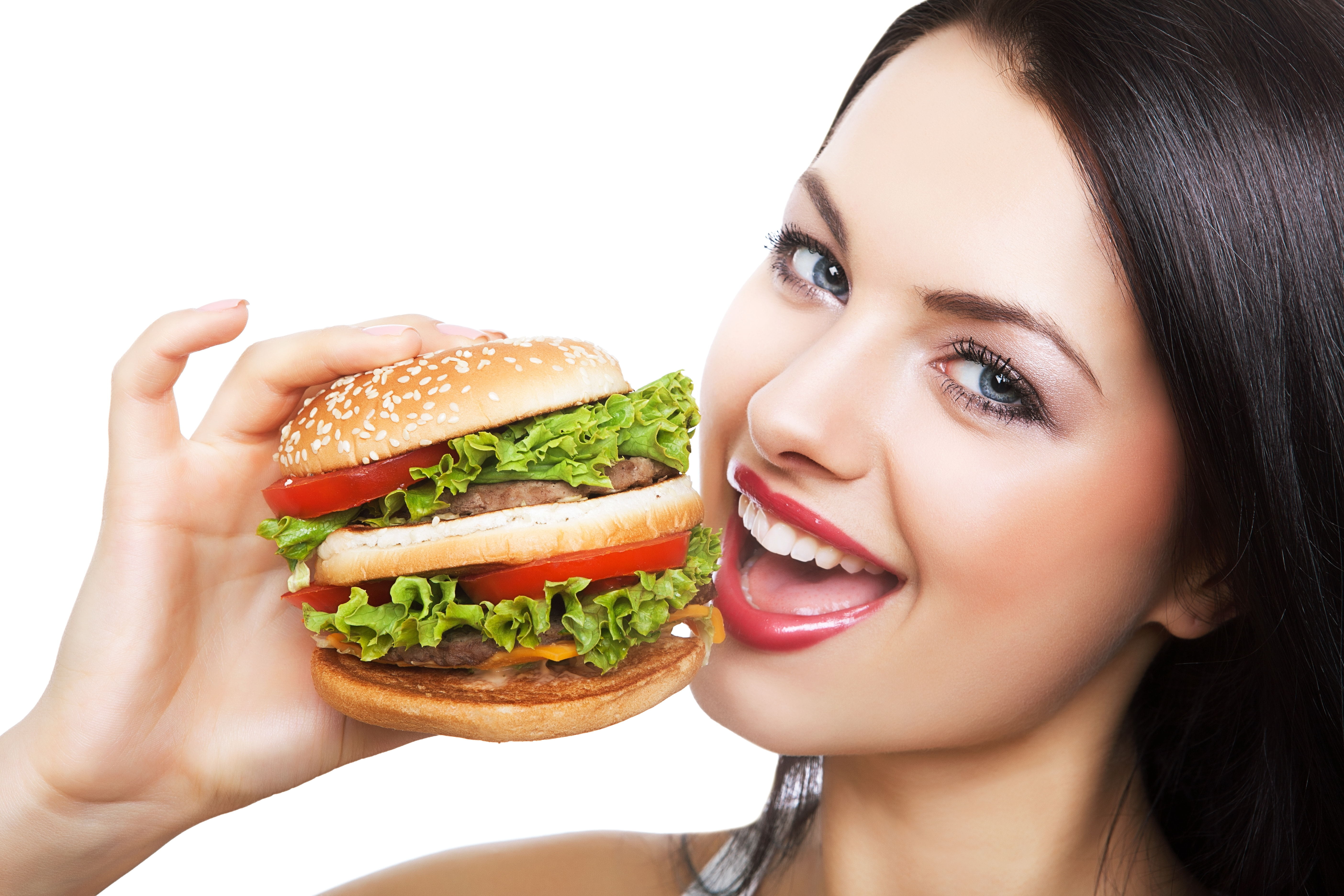 beef, blue eyes, layer, bread, food And Drink, tomato, 5K, hungry, portrait, backgrounds, one Person, close-up, brunette, body part, sandwich, take out food, HD Wallpaper