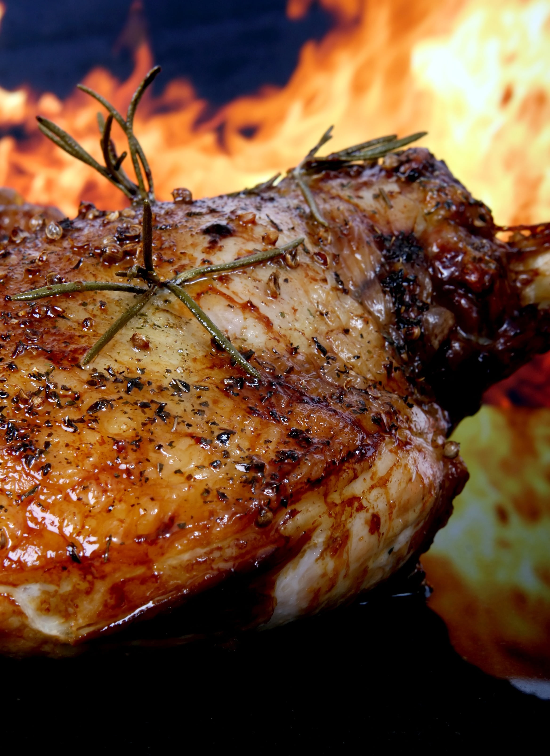 roast, joint, recipe, summer, traditional, grill, grilled, healthy, close-up, pork, wine, dinner, 2K, steak, thanksgiving, roast chicken, roasted, flaming, Phone HD Wallpaper