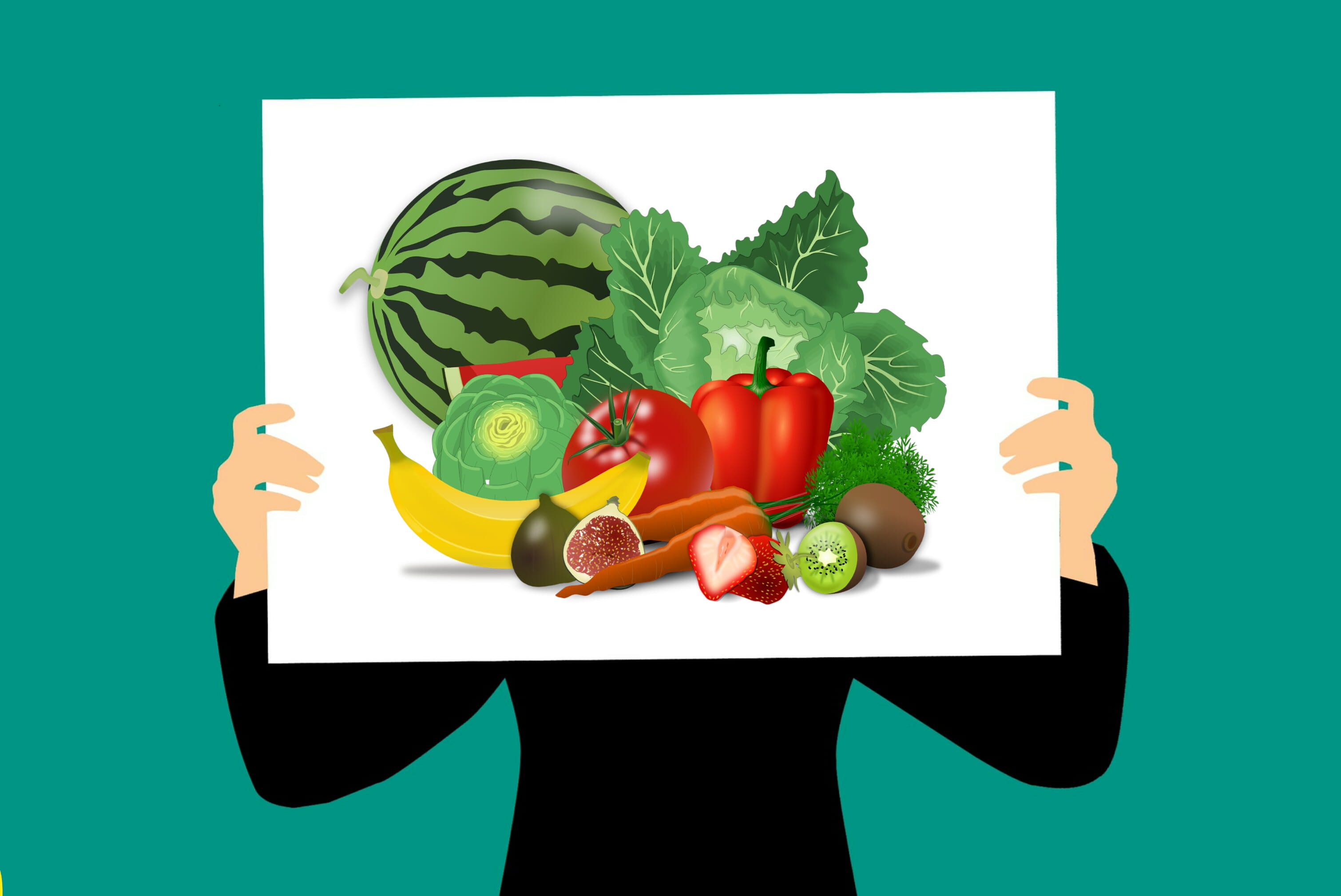 banana, health, veggies, vegetarian food, fruits, person, images, nature, fruit, 2K, berries, bell pepper, food, eating, illustration, cut, healthy eating, HD Wallpaper