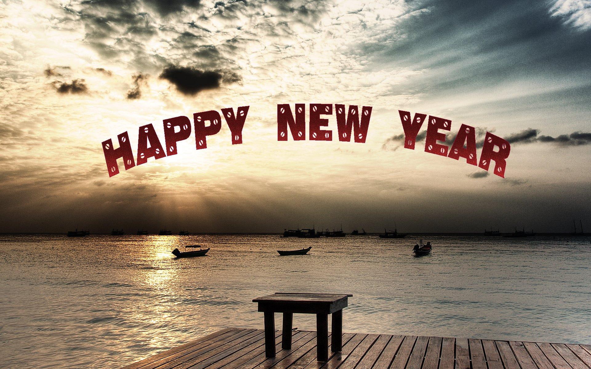 3d and abstract, new year, year, new, 1080P, ocean, time, sunset, nature, HD Wallpaper