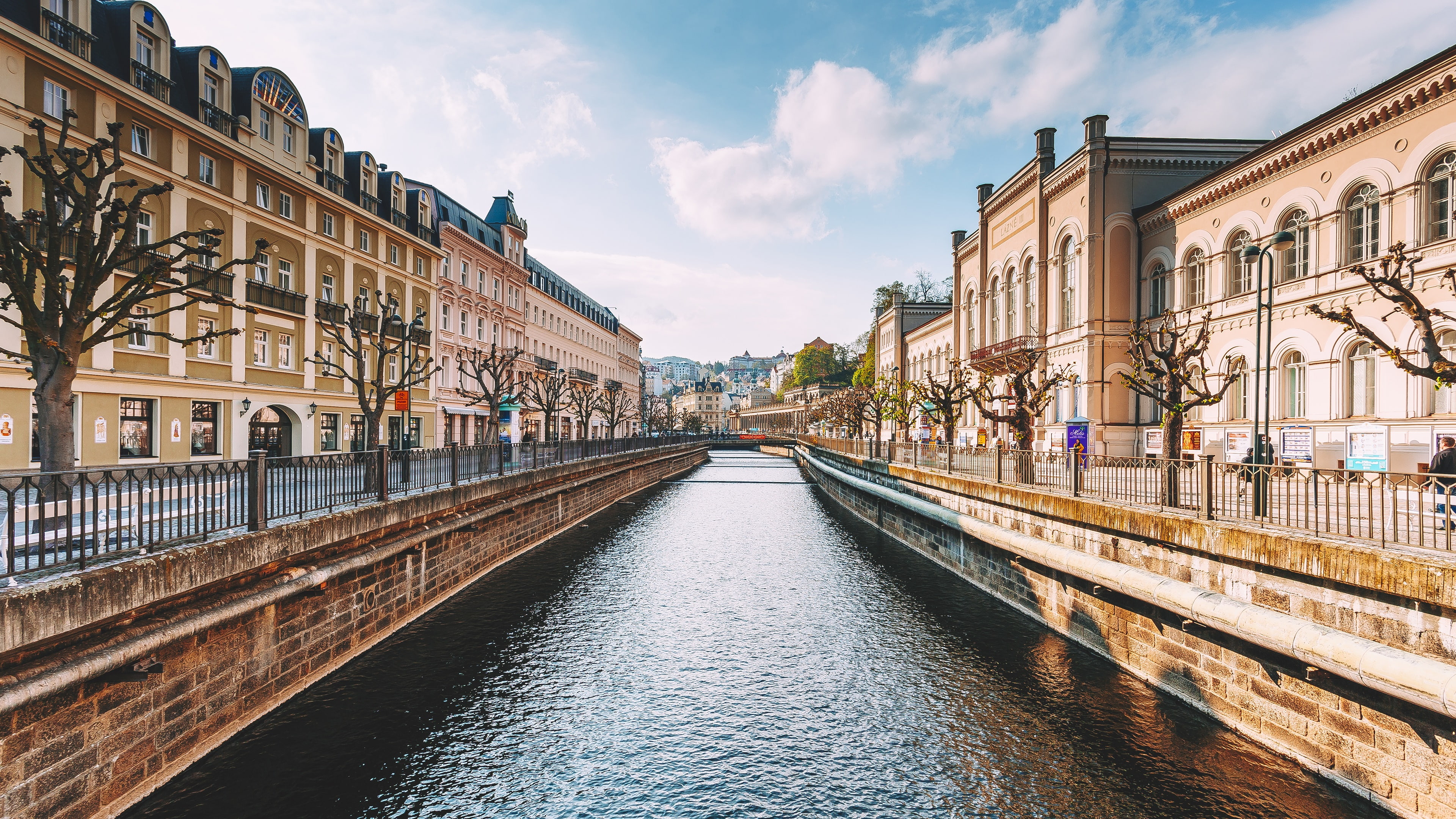 lazne iii, czechia, karlovy vary, canal, europe, 4K, czech republic, street, cityscape, HD Wallpaper