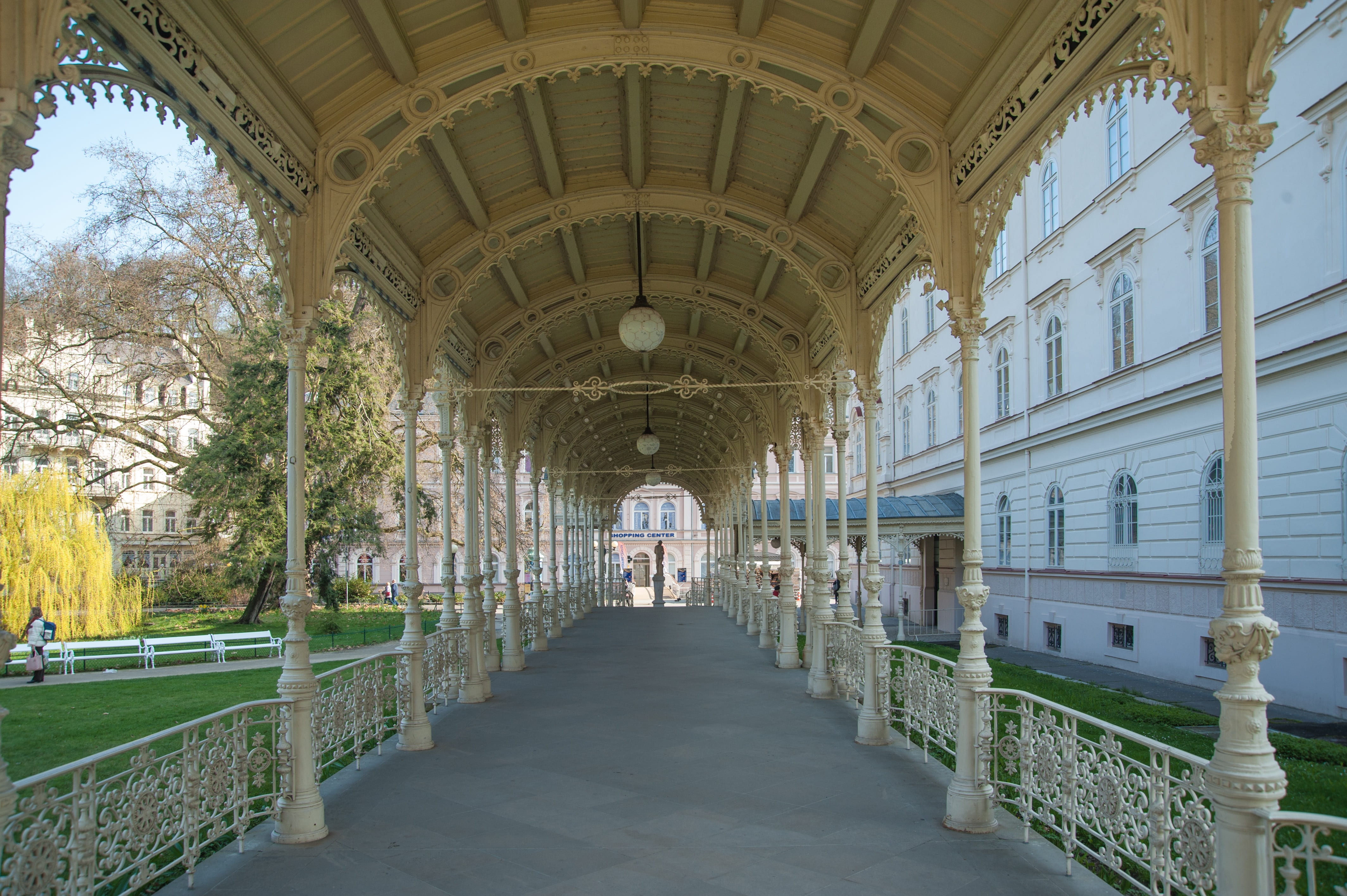 spa, karlovy vary, history, the past, architectural column, architecture, direction, colonnade, building, built structure, arcade, indoors, in a row, corridor, HD Wallpaper