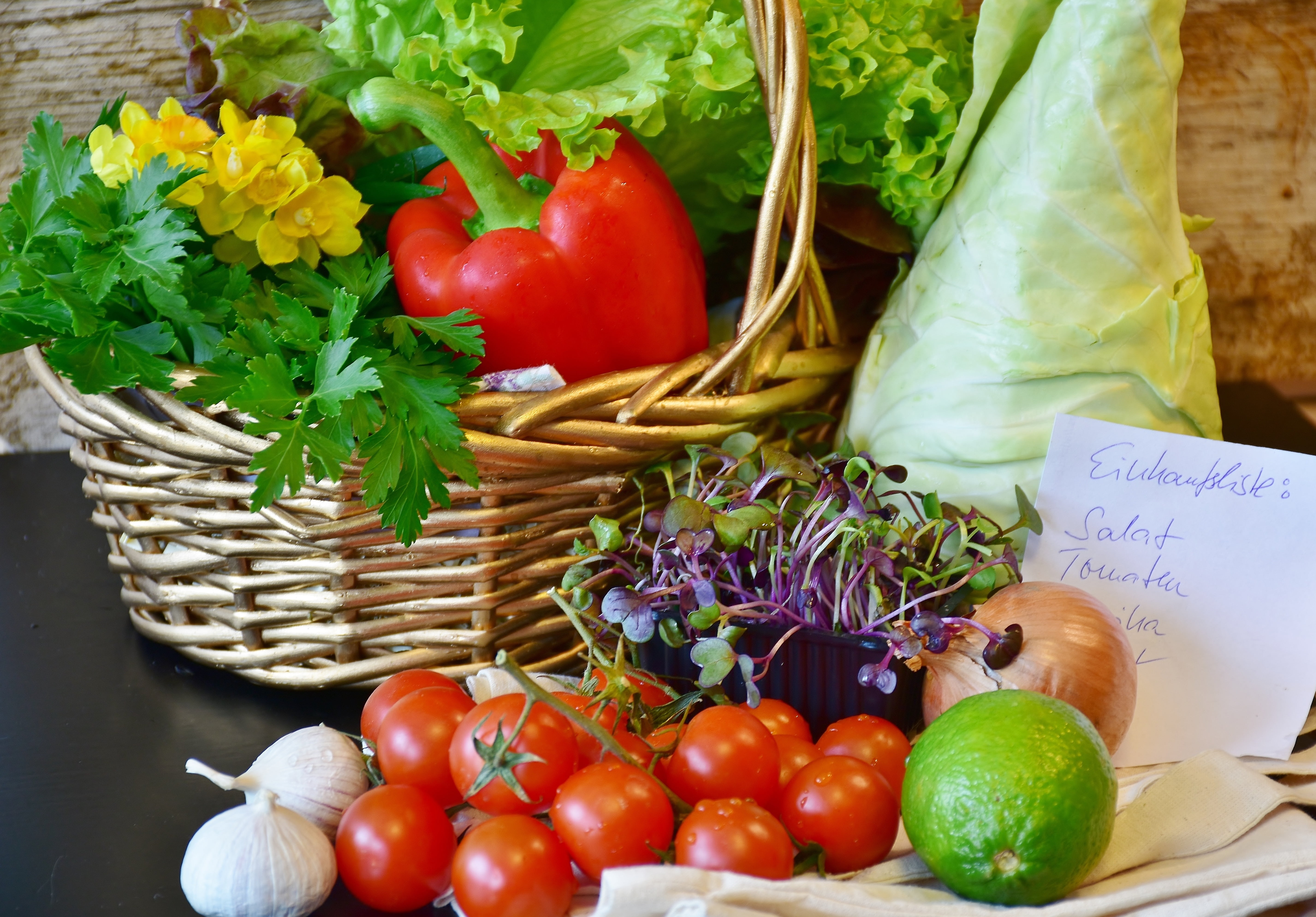tomato, wellbeing, healthy eating, vegetables, paprika, inside, harvest, vitamins, market, color, basket, kitchen, assorted, herb, cress, onion, fruit, HD Wallpaper