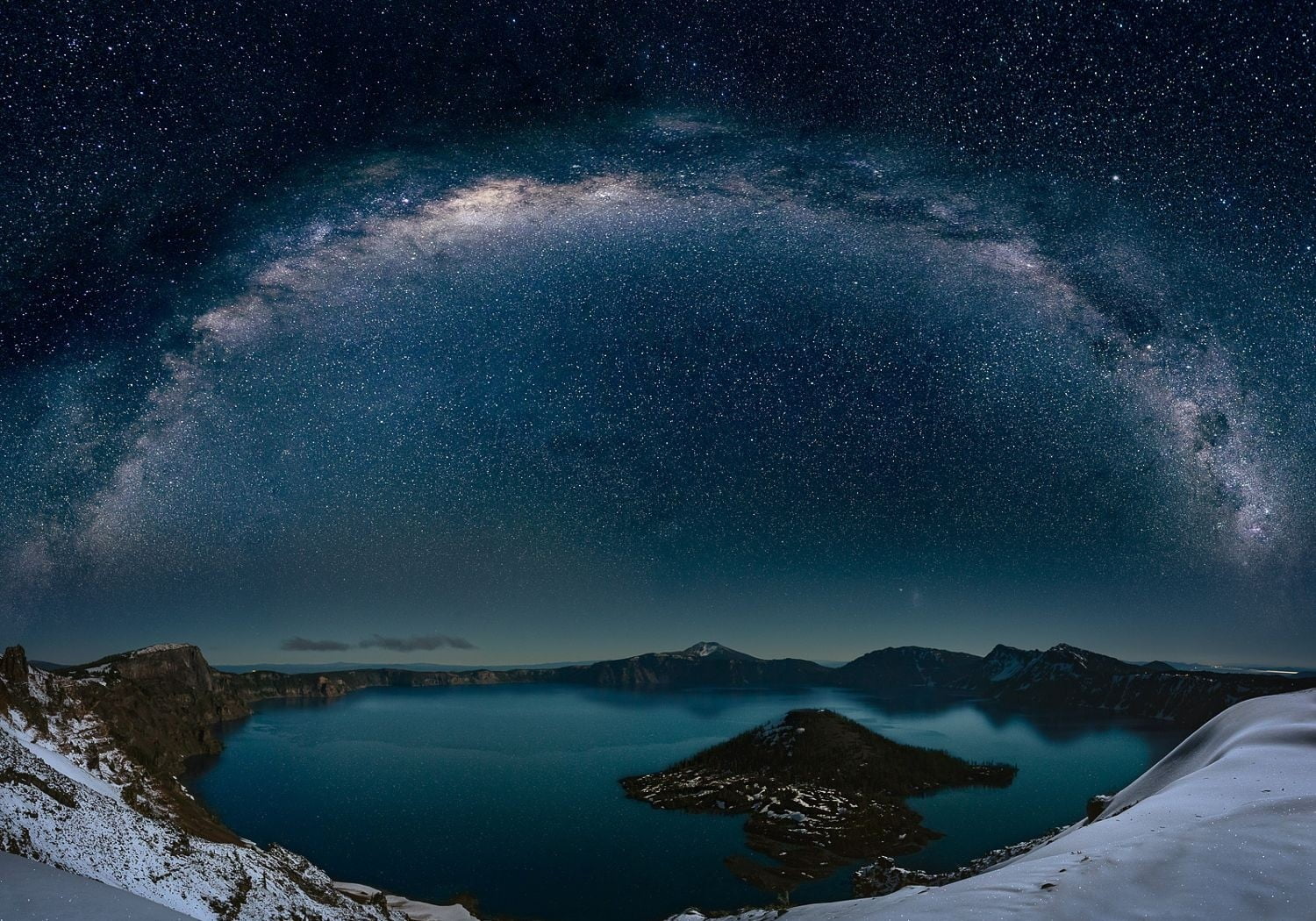 winter, beauty in nature, star - space, crater lake, science, water, tranquil scene, cold, 720P, lake, snow, night, Milky Way, space and astronomy, photography, HD Wallpaper
