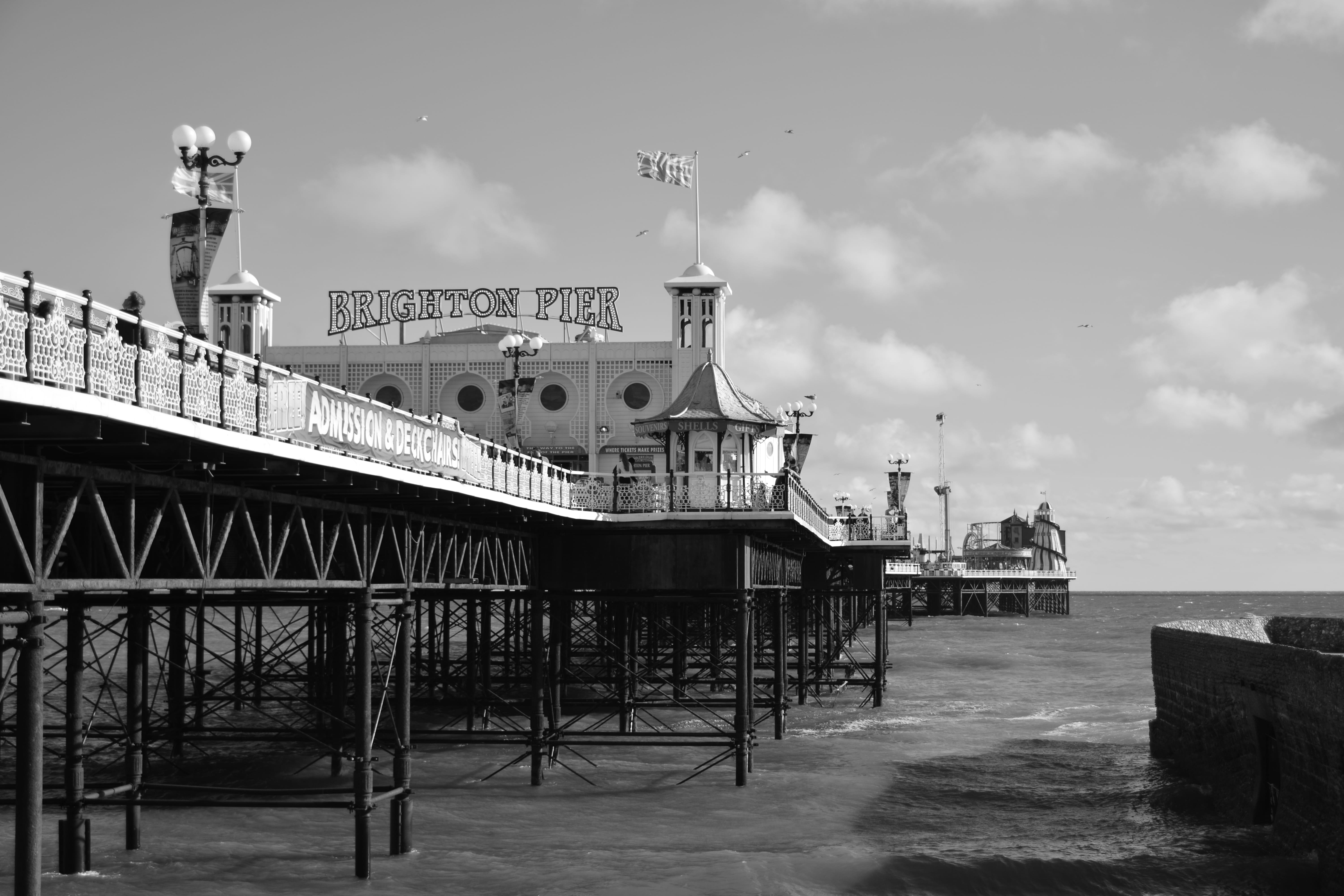 fair, 5K, water, built structure, transportation, outdoors, day, land, building exterior, building, travel, travel destinations, brighton, sea, united kingdom, HD Wallpaper