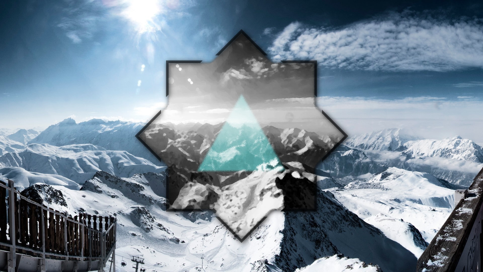 snow, 1080P, polyscape, mountains, HD Wallpaper