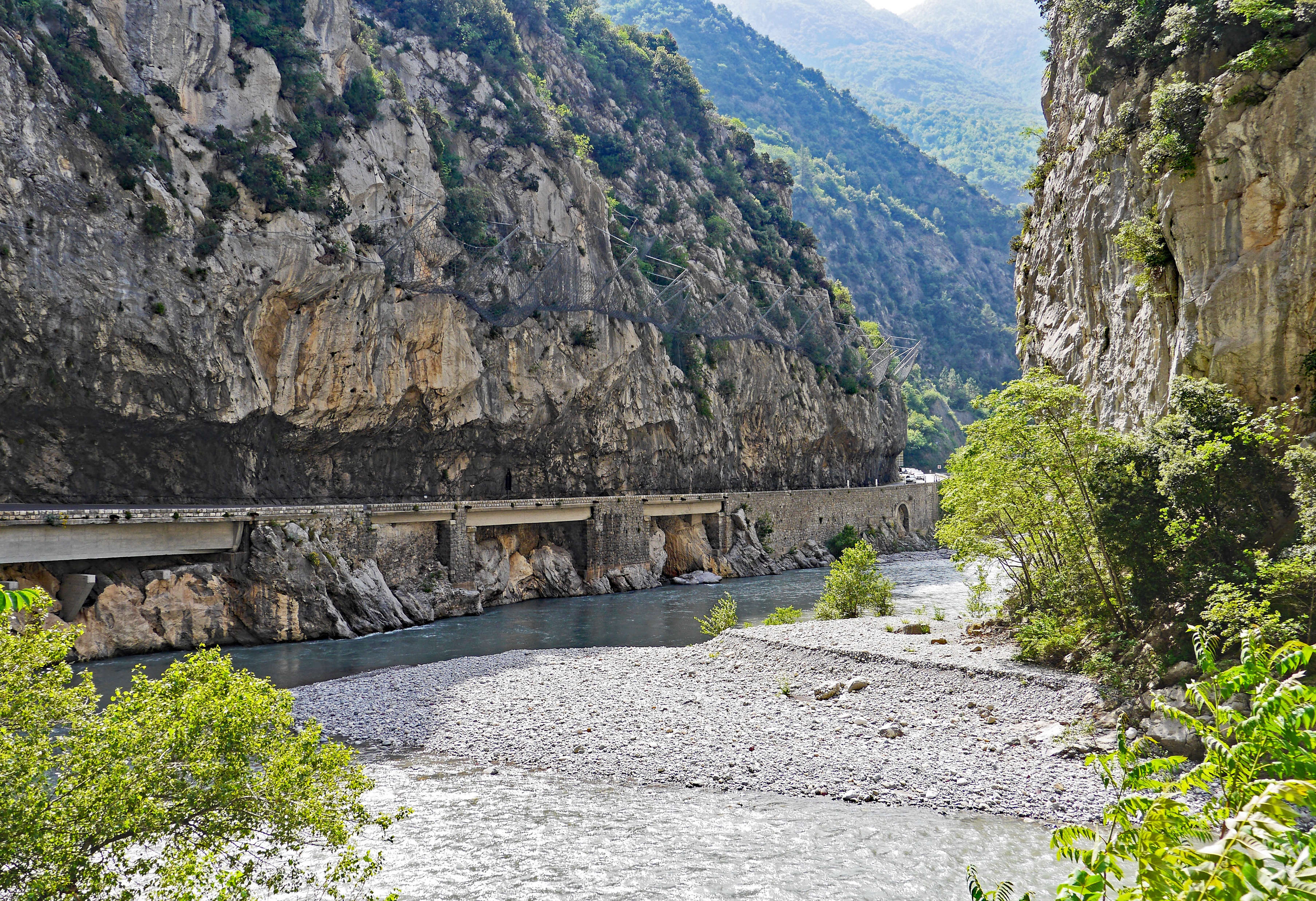 narrow valley, formation, eng, maritime alps, non-urban scene, 2K, pebble, road, rock formation, canyon, travel destinations, steep, beauty in nature, HD Wallpaper