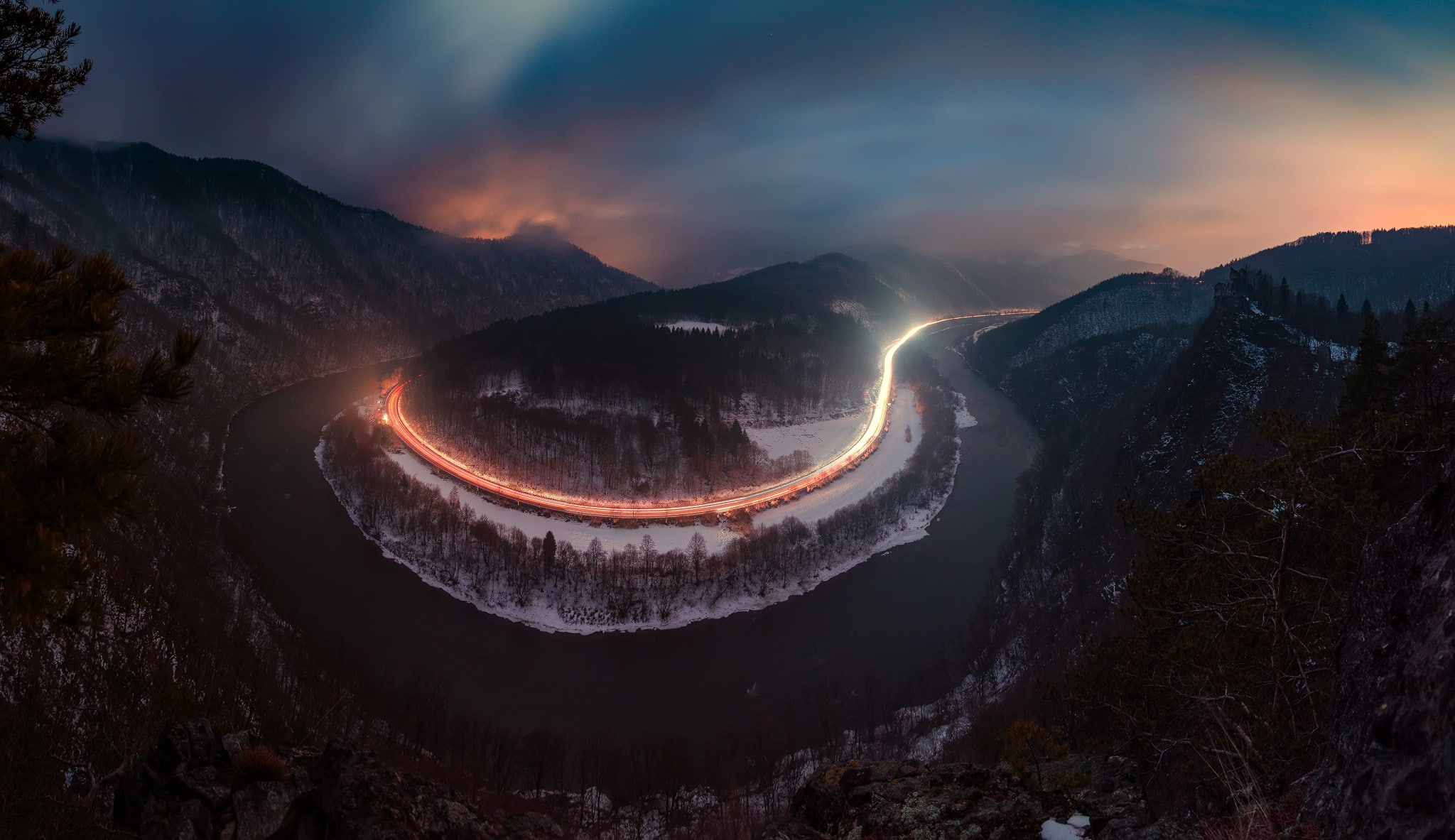mountain pass, 1080P, nature, long exposure, road, clouds, HD Wallpaper