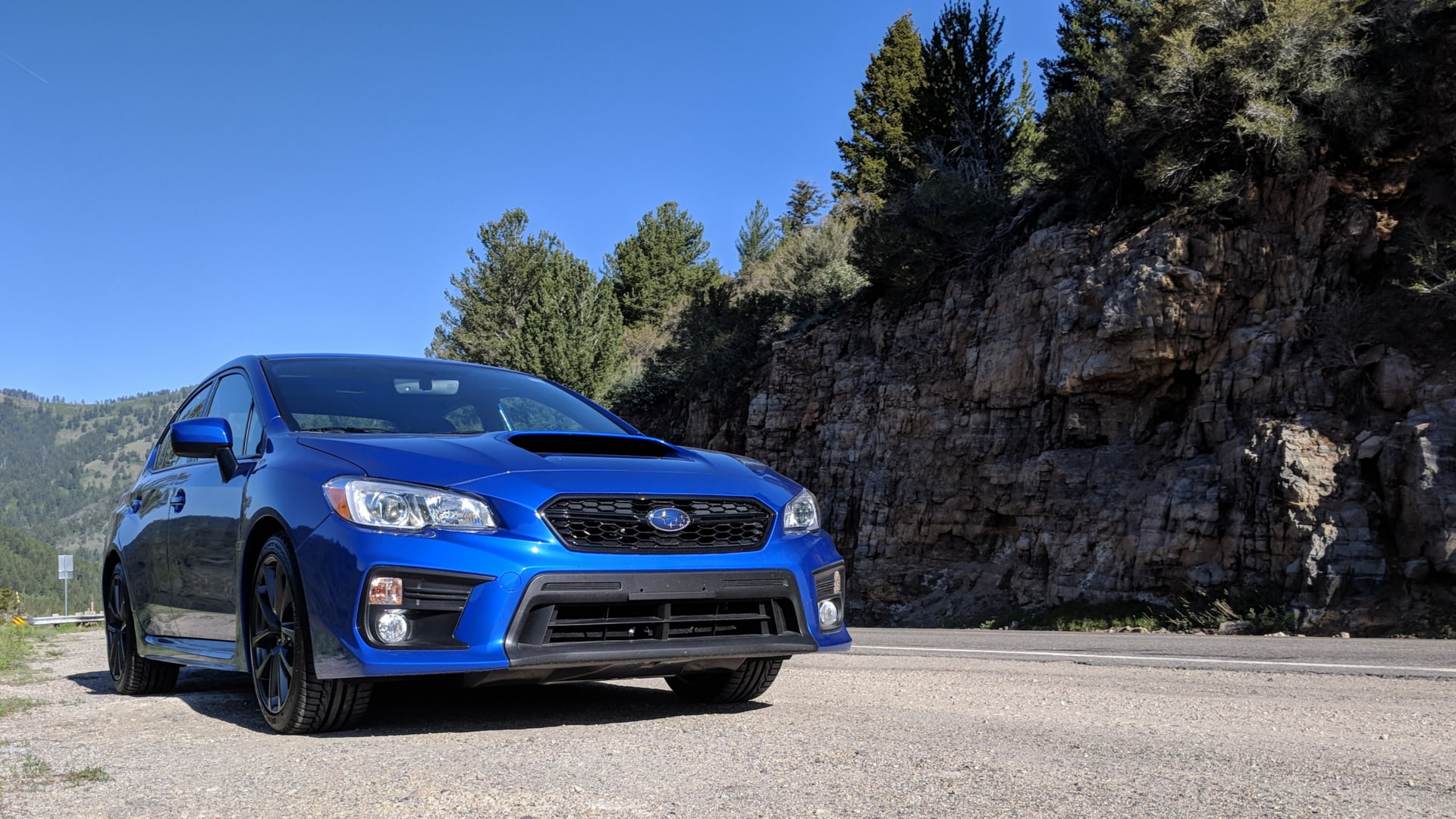 tree, mountain pass, day, land vehicle, formation, motor vehicle, shadow, sunlight, Subaru WRX, outdoors, mode of transportation, sky, clear sky, car, Subaru, HD Wallpaper