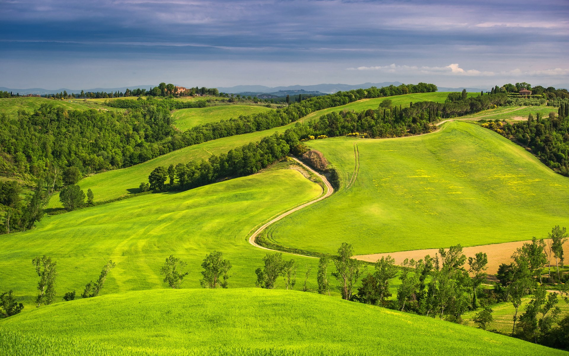 idyllic, day, 1080P, no people, green color, outdoors, scenics - nature, sky, green - golf course, field, tranquility, land, tree, grass, beauty in nature, HD Wallpaper