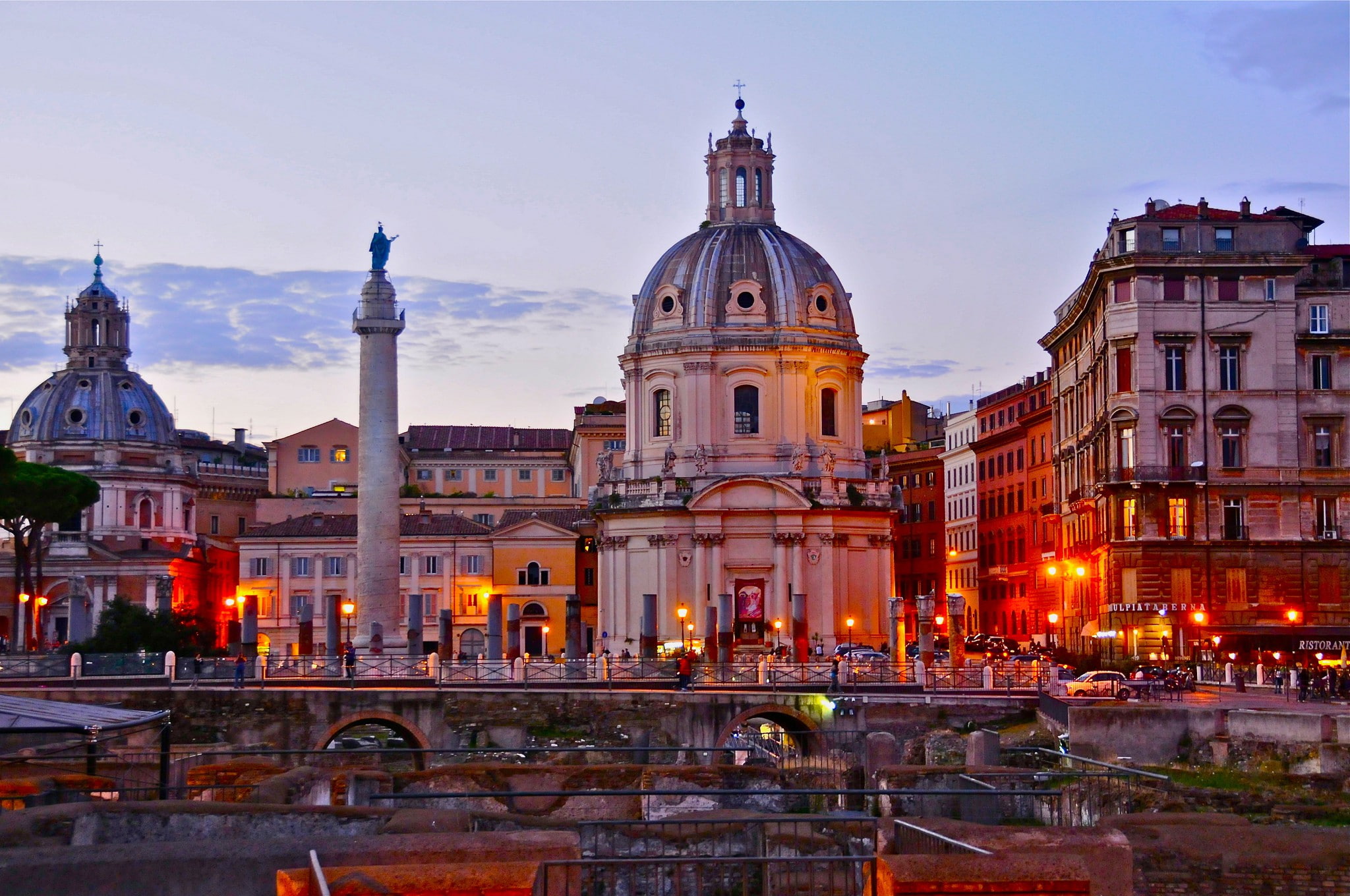 sky, sunset, column, Rome, church, 1080P, Italy, HD Wallpaper