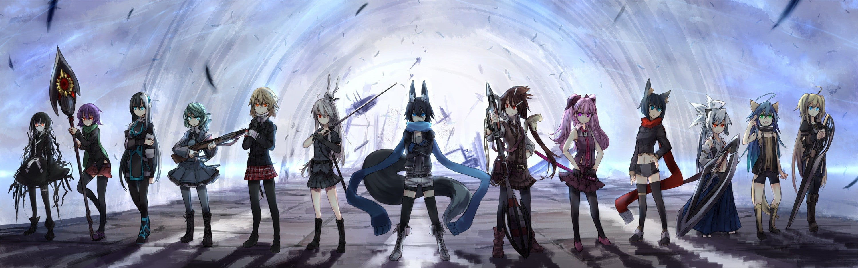 no people, 2K, multi colored, nature, cloud - sky, choice, panoramic, in a row, anime girls, large group of objects, sky, side by side, still life, variation, HD Wallpaper