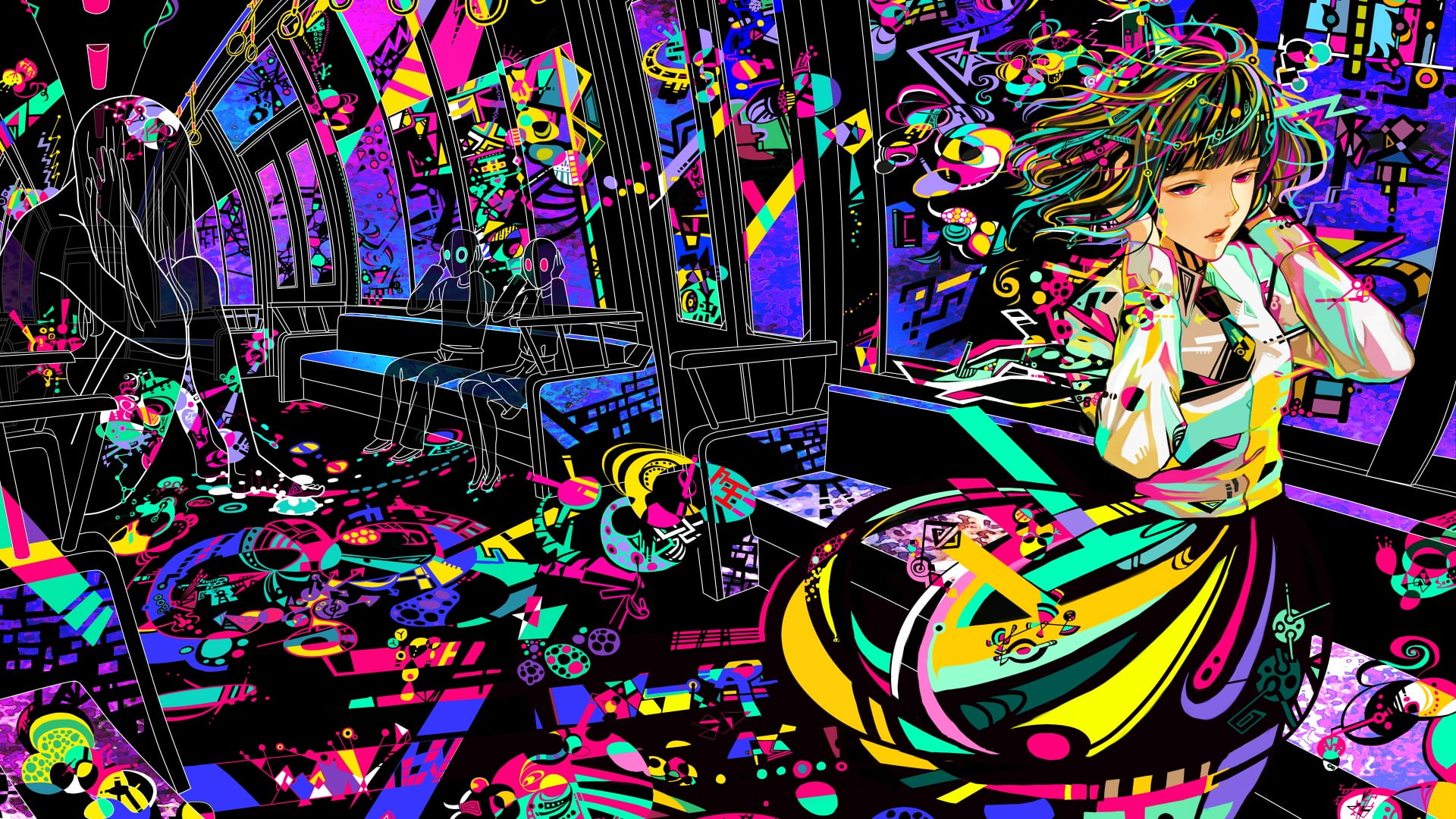 front view, original characters, large group of objects, backgrounds, variation, 1080P, communication, indoors, art and craft, technology, retail, abundance, HD Wallpaper