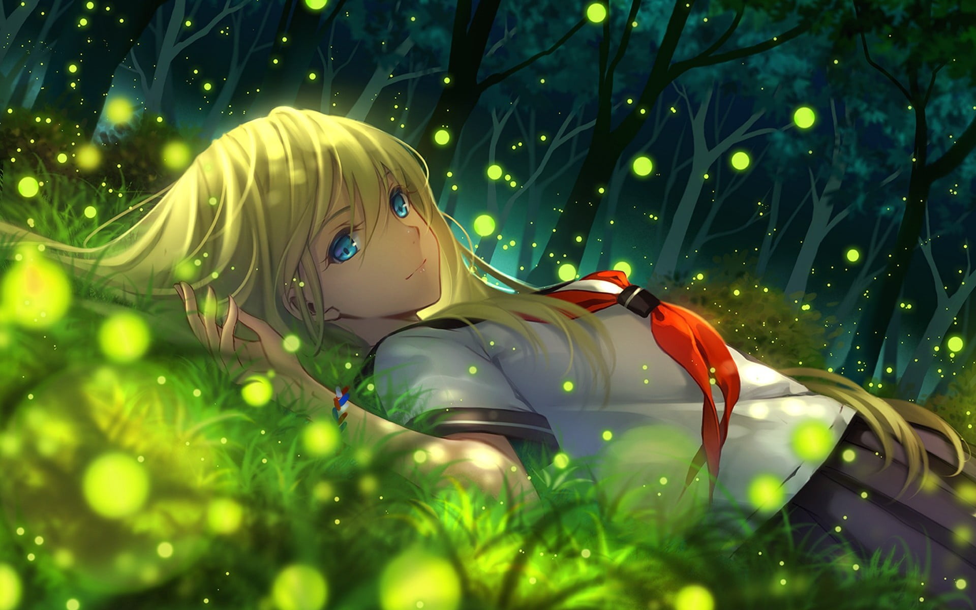animal themes, close-up, growth, swimming, grass, animals in the wild, underwater, vertebrate, anime girls, water, plant, day, selective focus, anime, fish, HD Wallpaper