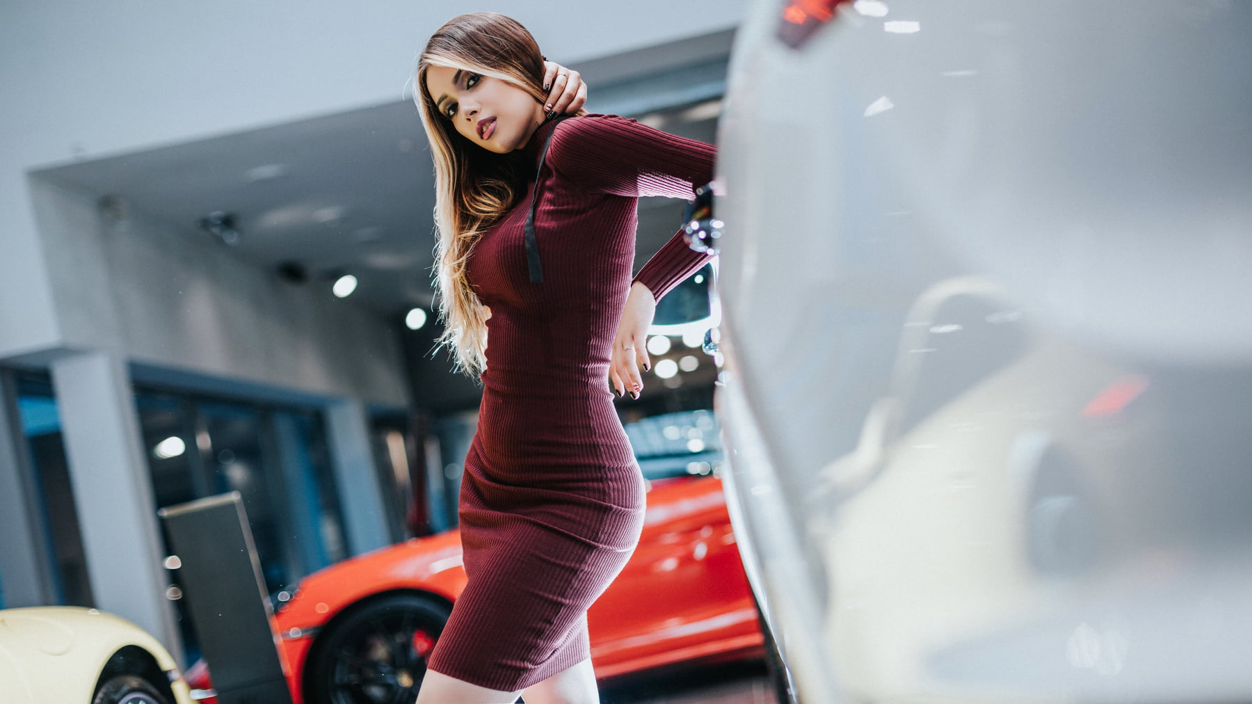 hair, long hair, Maria Vasilieva, gym, indoors, women, healthy lifestyle, young women, dress, sport, hairstyle, beautiful woman, brown hair, 720P, lifestyles, HD Wallpaper