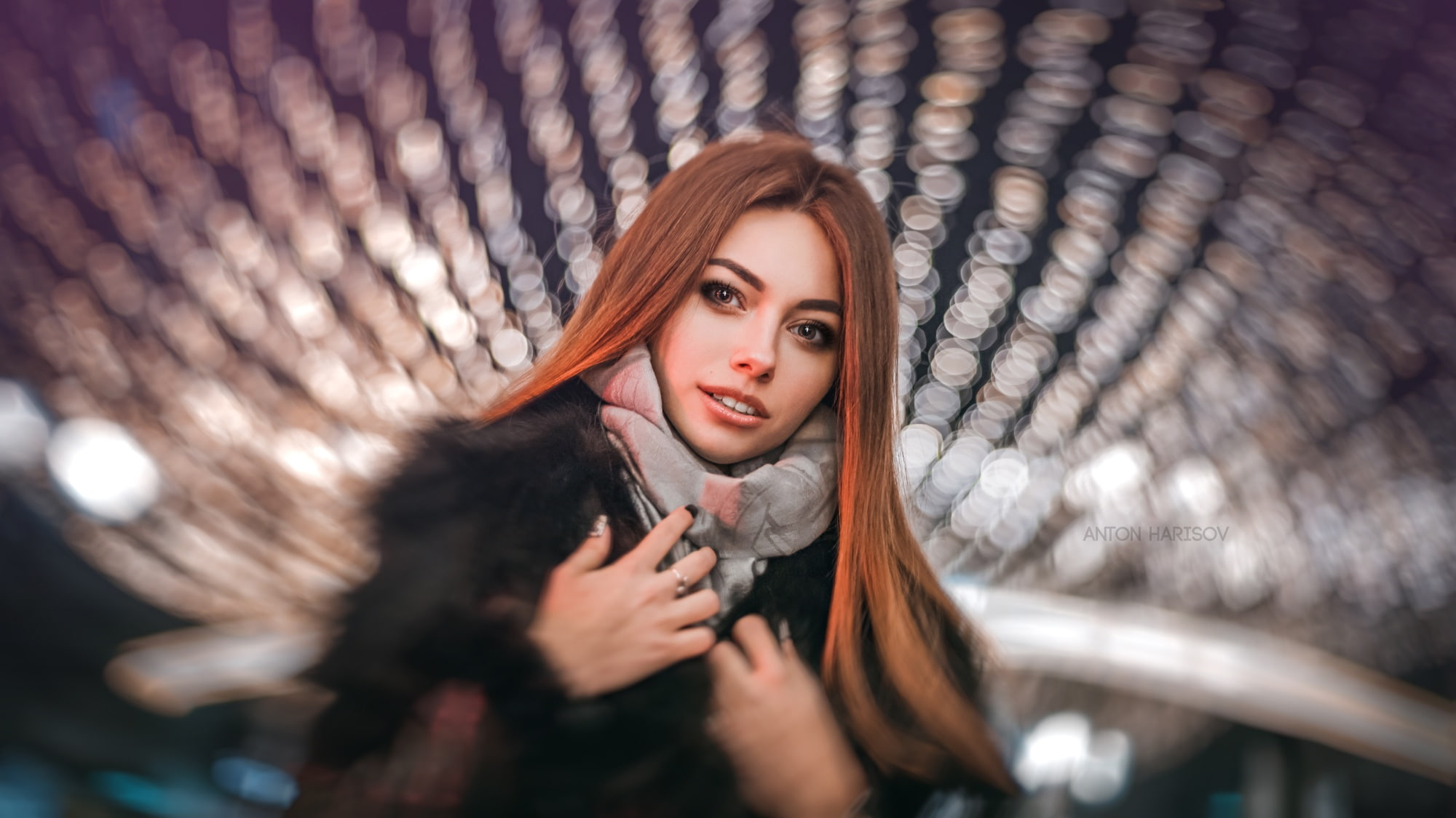 1080P, model, women, portrait, straight hair, Anton Harisov, coats, long hair, black coat, HD Wallpaper