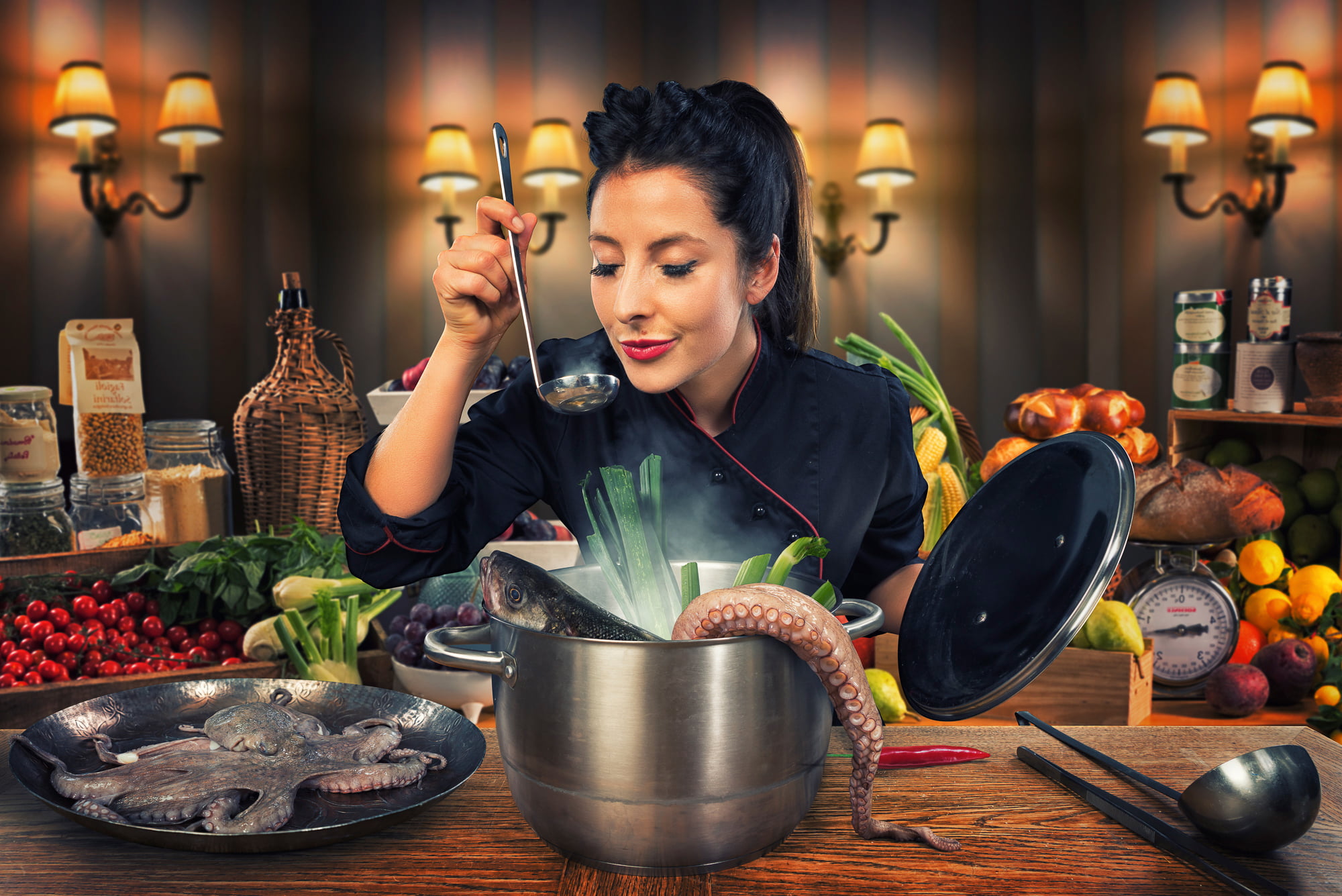 lifestyles, container, cooking, vegetable, surplice, restaurant, freshness, fish, crockery, kitchen, domestic Kitchen, top, business, one Person, eating, HD Wallpaper