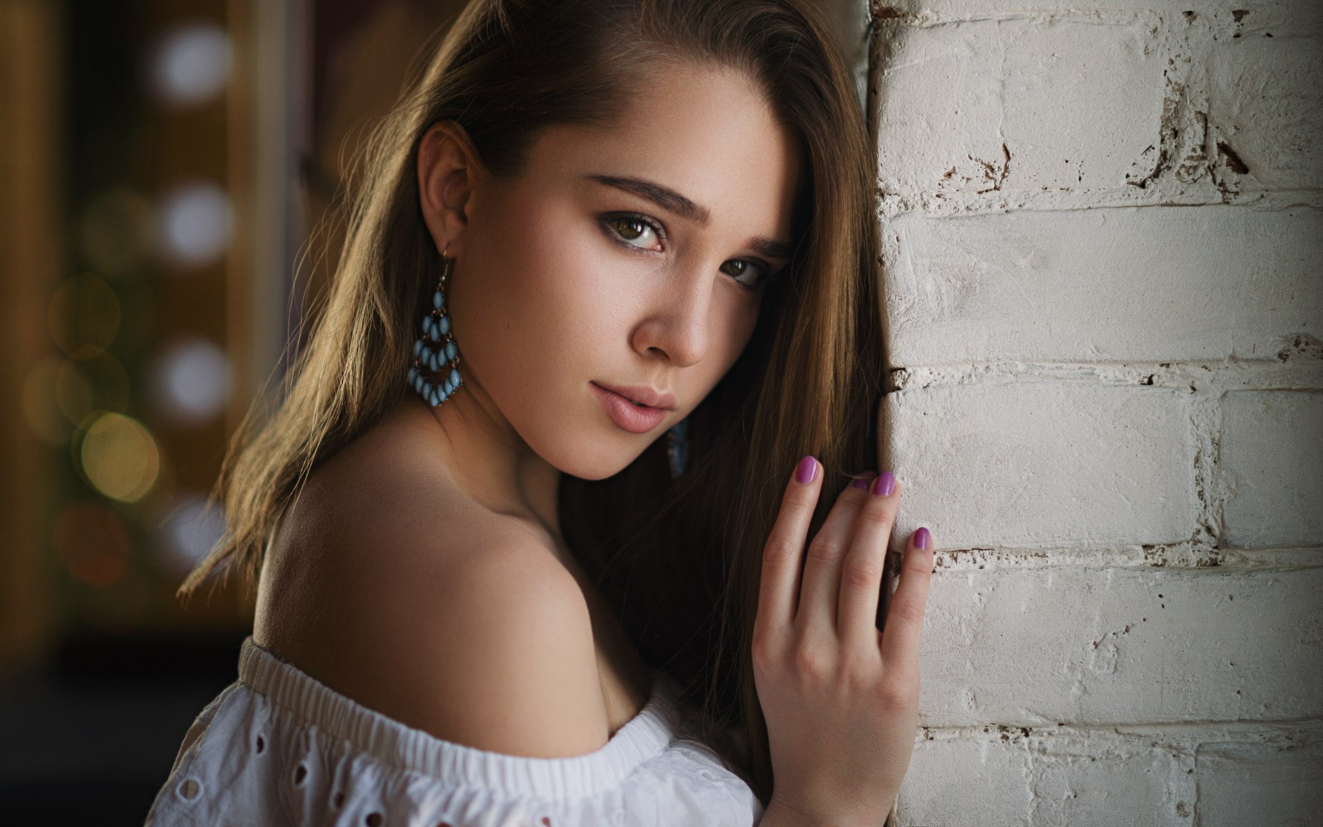 adult, beautiful people, hair, brown hair, model, portrait, Sergey Zhirnov, teenager, headshot, face, wall - building feature, brunette, contemplation, HD Wallpaper