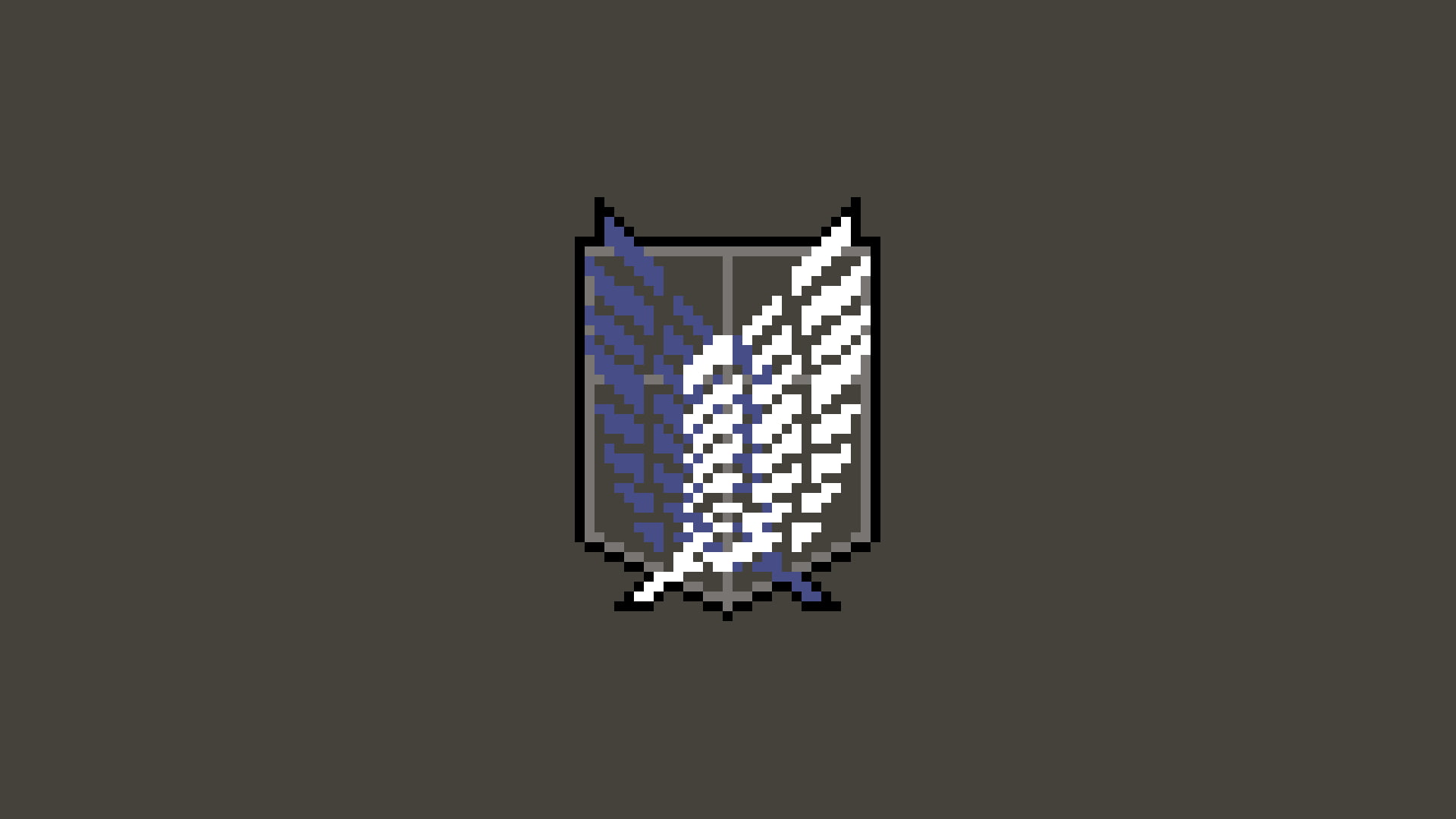 pixel art, night, glowing, built structure, clear sky, Shingeki no Kyojin, copy space, illuminated, 1080P, crowd, minimalism, scouting legion, pixels, HD Wallpaper