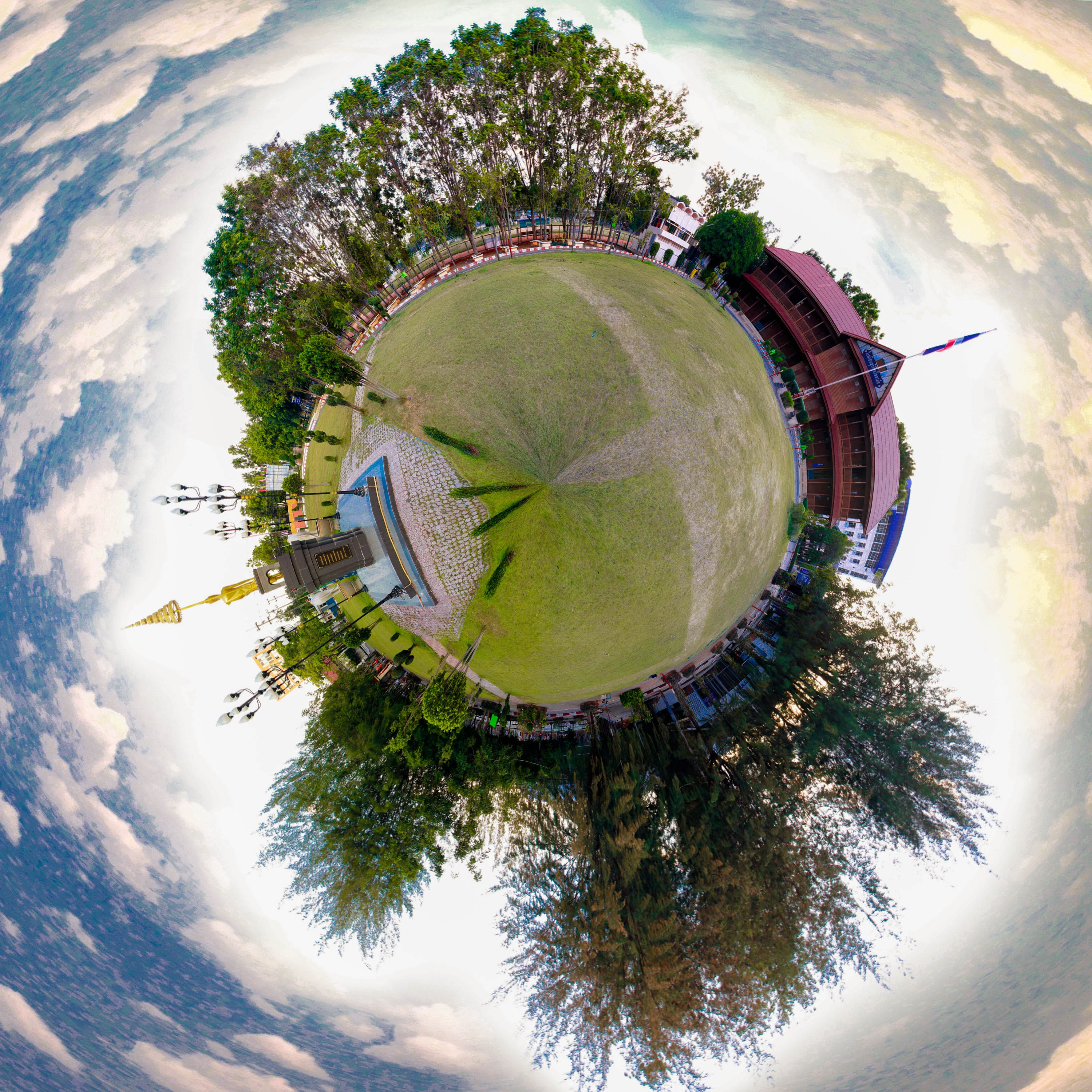 2K, built structure, nature, distorted image, circle, plant, building exterior, sphere, geometric shape, architecture, tree, fish-eye lens, curve, digital composite, Phone HD Wallpaper