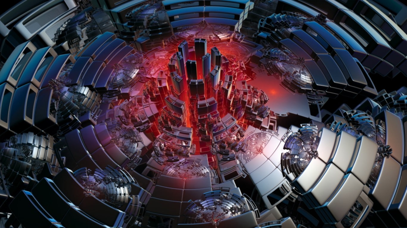 architecture, indoors, digital composite, directly below, no people, 720P, fish-eye lens, modern, circle, distorted image, geometric shape, technology, HD Wallpaper