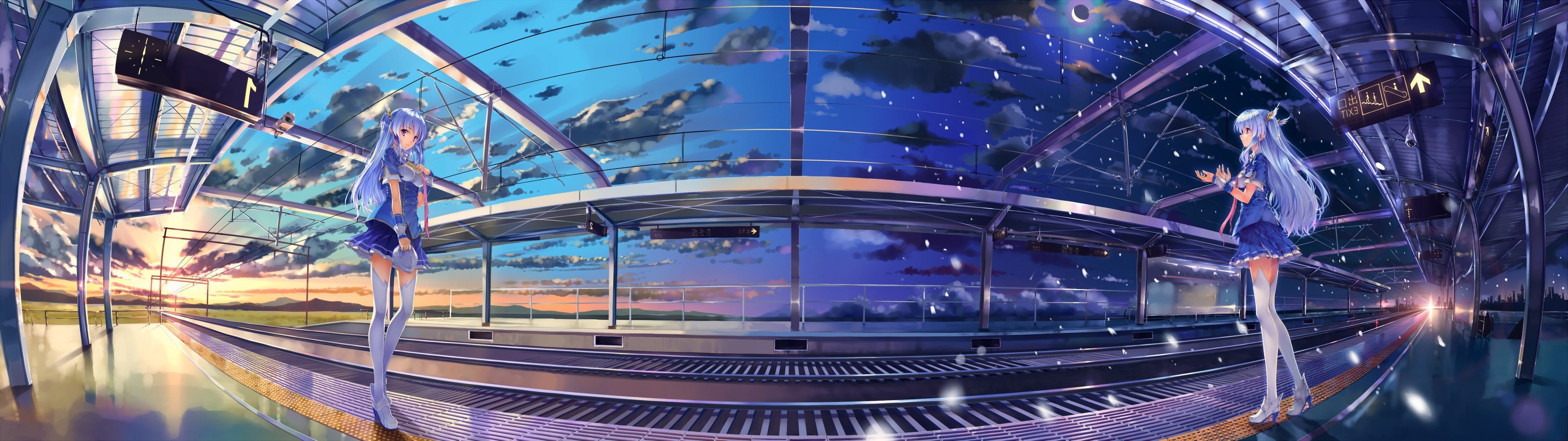futuristic, night, panoramic, office building exterior, architecture, motion, city, technology, built structure, modern, transportation, reflection, anime, HD Wallpaper