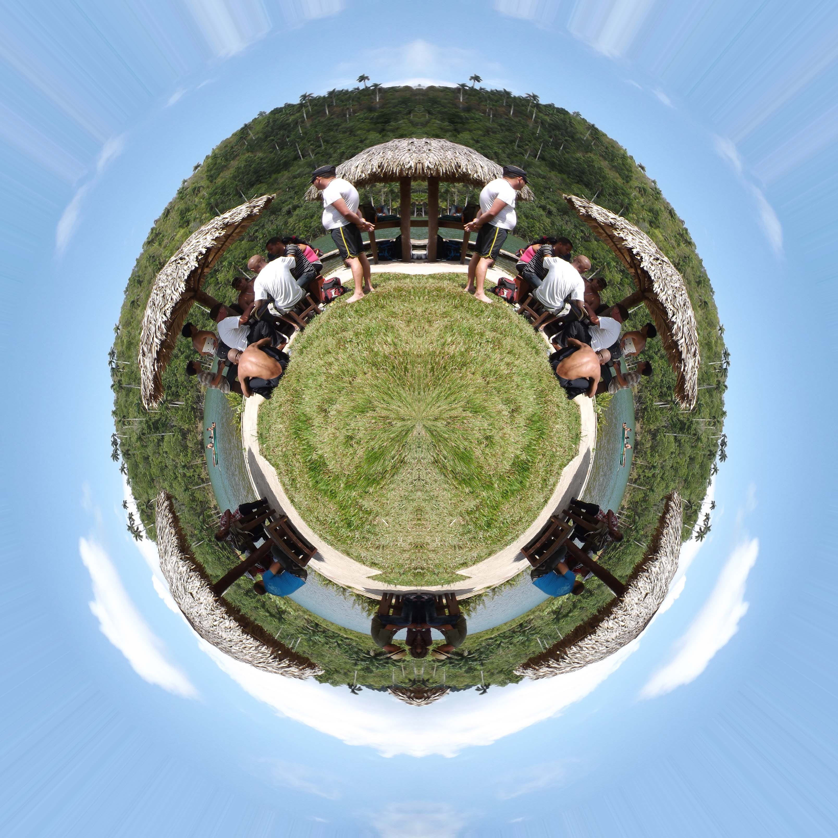 real people, landscape, 2K, geometric shape, tree, outdoors, nature, swimming pool, day, circle, fish-eye lens, group of people, building exterior, architecture, Phone HD Wallpaper