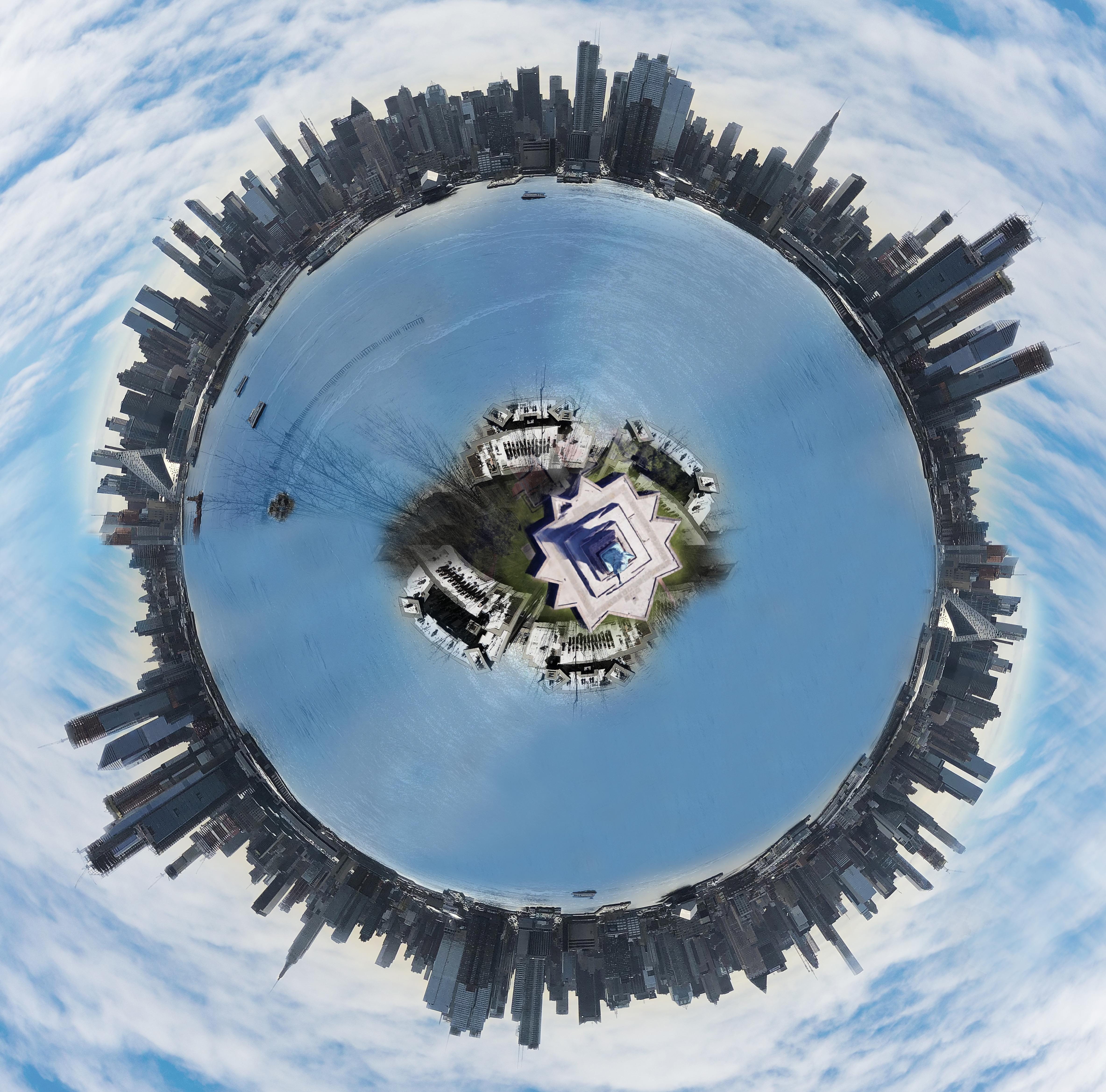 circle, water, urban, nature, newyork, shape, planet earth, built structure, 4K, skyscraper, reflection, distorted image, no people, earth, nyc, buildings, HD Wallpaper