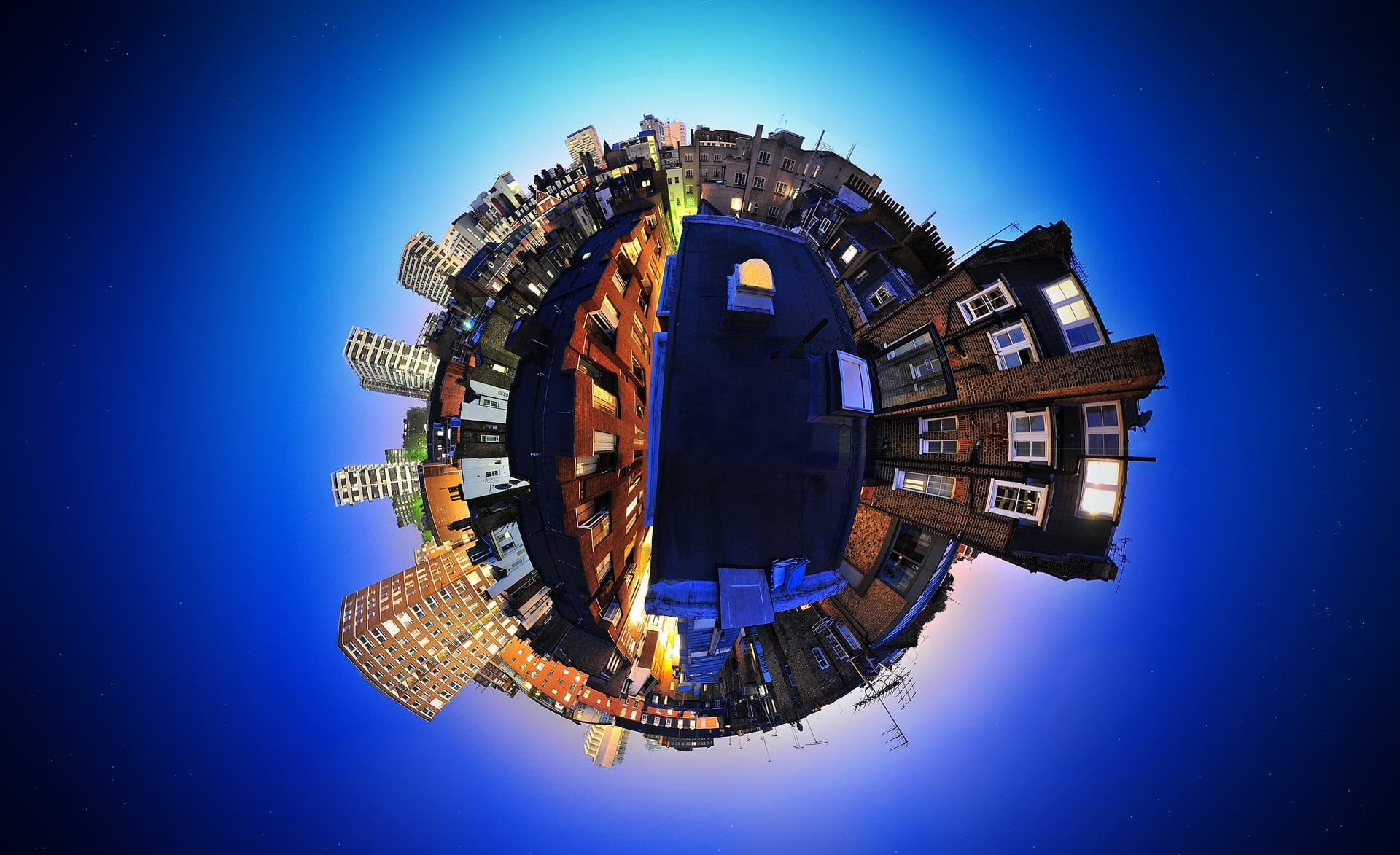 shape, building, panoramic, planet - space, global business, fish-eye lens, architecture, city, planet earth, office building exterior, sphere, building exterior, HD Wallpaper