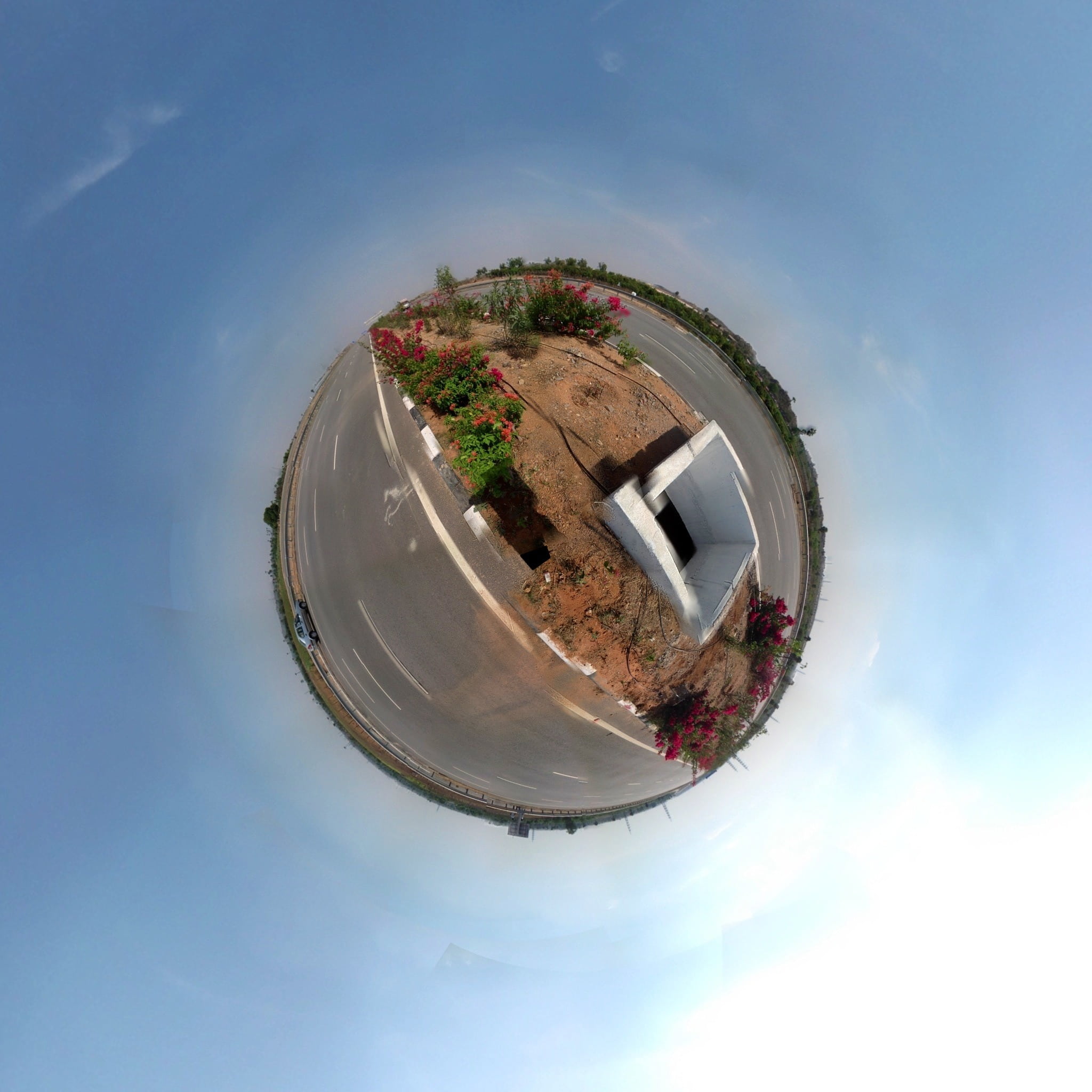geometric shape, high angle view, sunny day, day, roadway, digital composite, 1080P, cloud - sky, circle, water, architecture, aerial View, no people, Phone HD Wallpaper