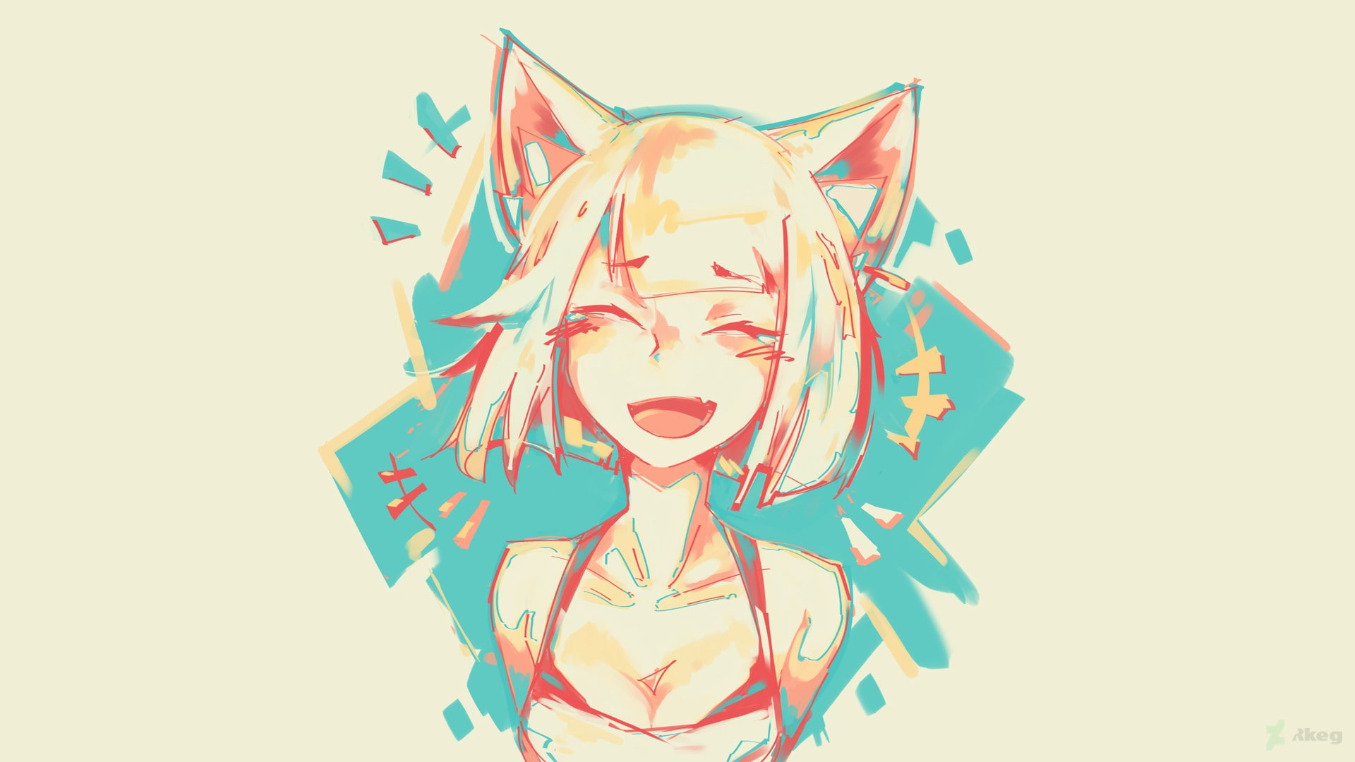 one person, original characters, art and craft, design, women, creativity, 1080P, body part, representation, multi colored, human face, pattern, nekomimi, HD Wallpaper