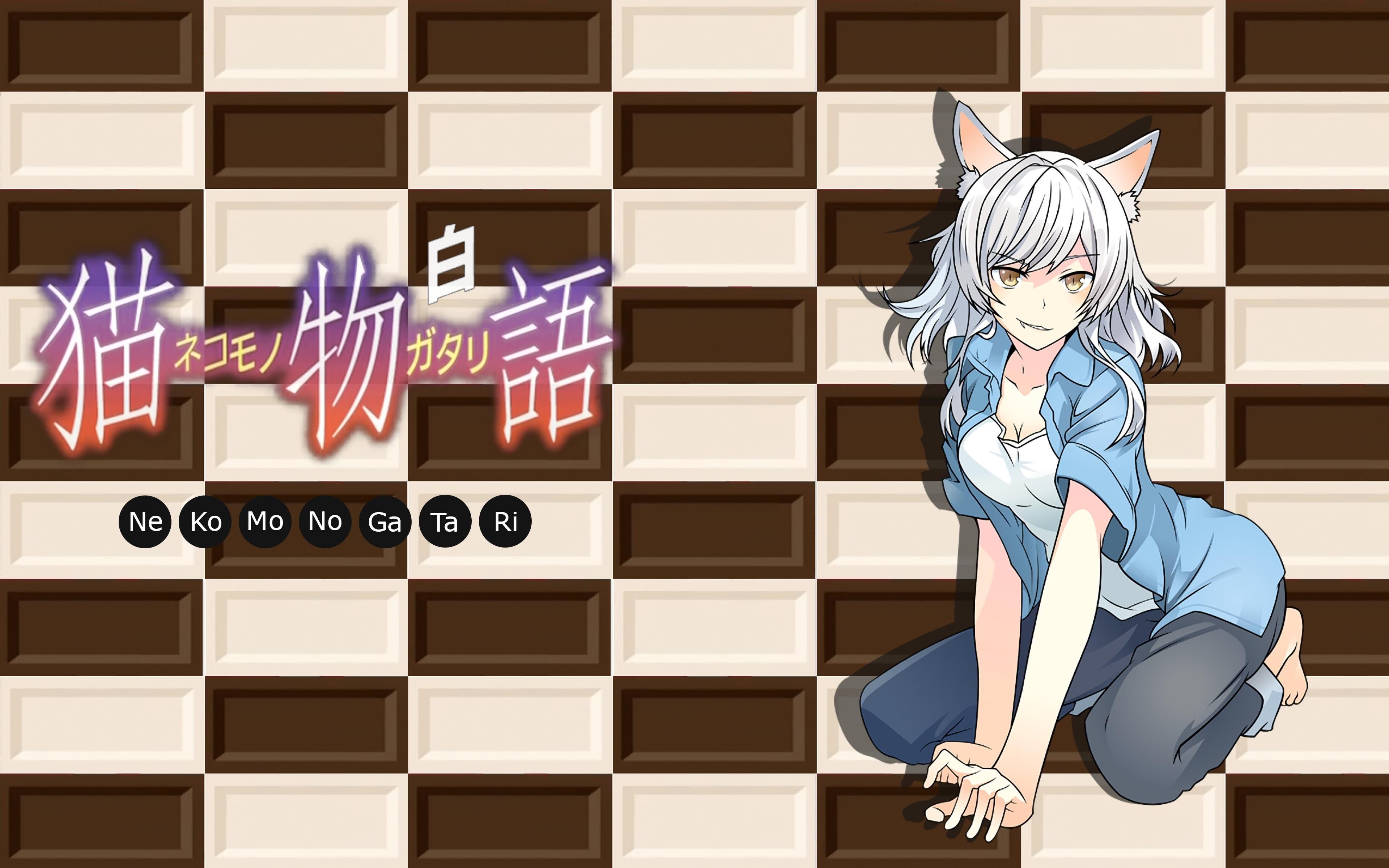 Hanekawa Tsubasa, cat girl, wall - building feature, indoors, fashion, striped, day, creativity, portrait, disguise, front view, text, pride, young adult, HD Wallpaper