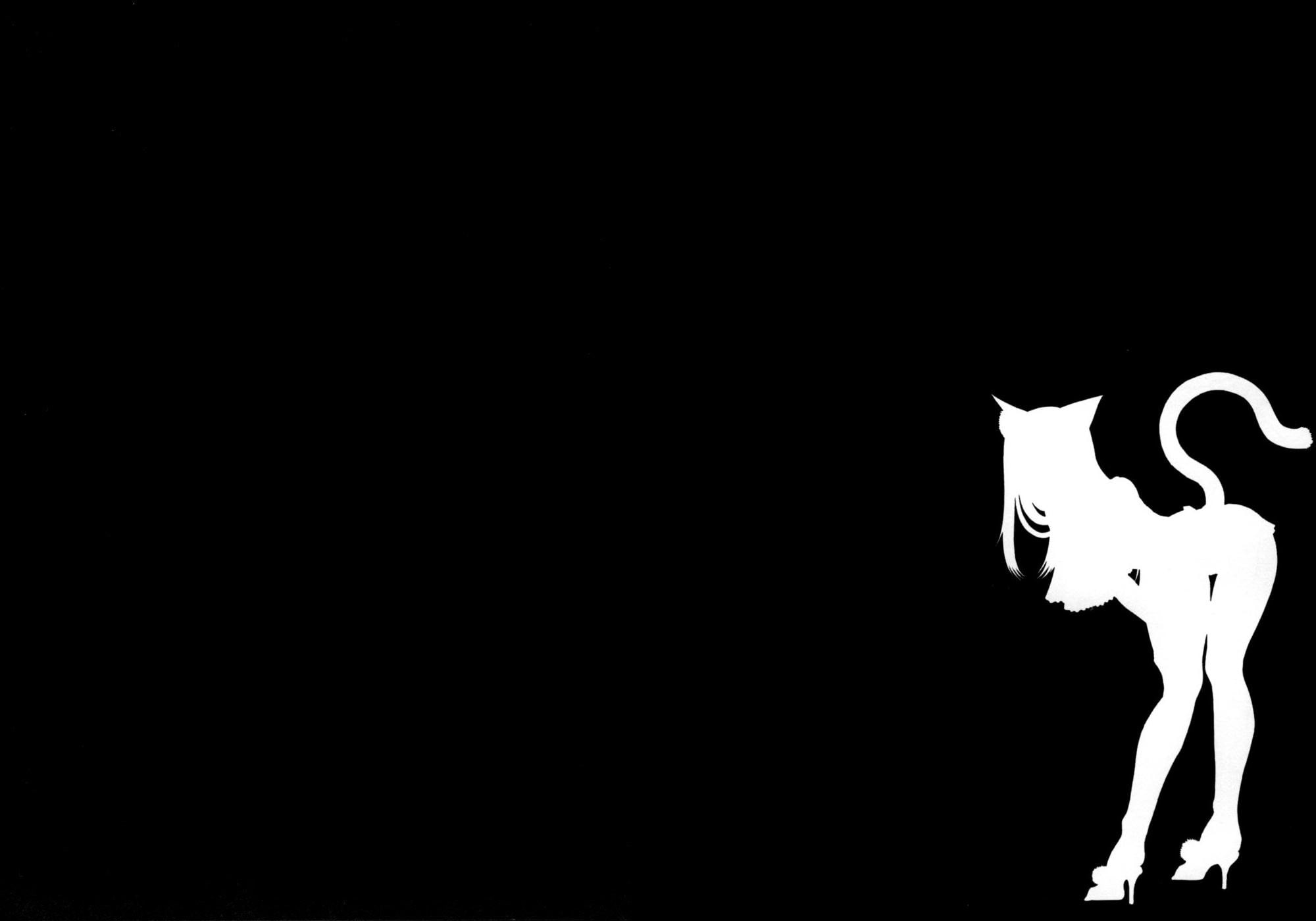 nekomimi, 1080P, cat girl, silhouette, HD Wallpaper