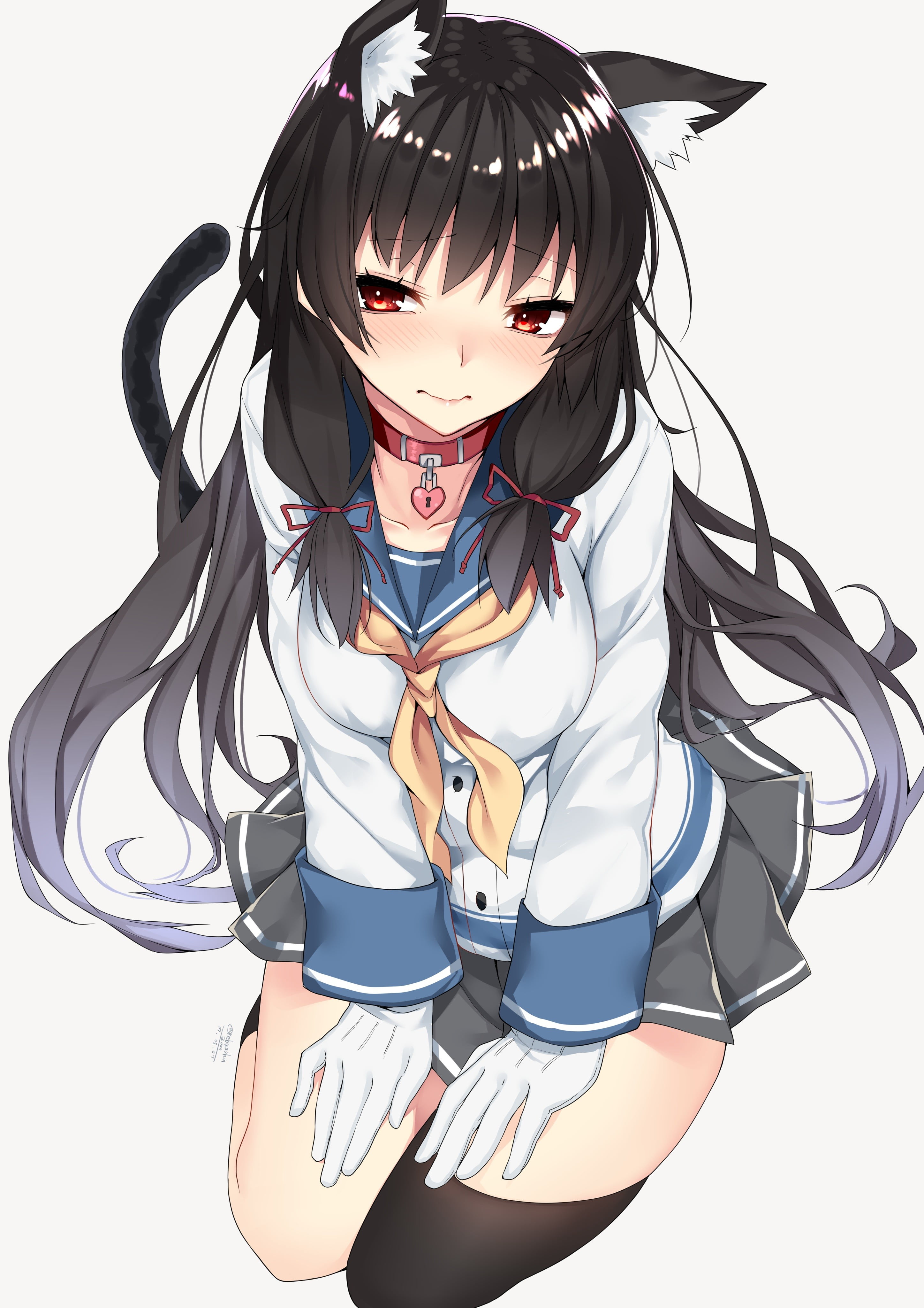 human arm, Isokaze (KanColle) , beautiful people, young adult, 4K, body part, portrait, front view, adult, one person, Kantai Collection, hand, tail, studio shot, Phone HD Wallpaper