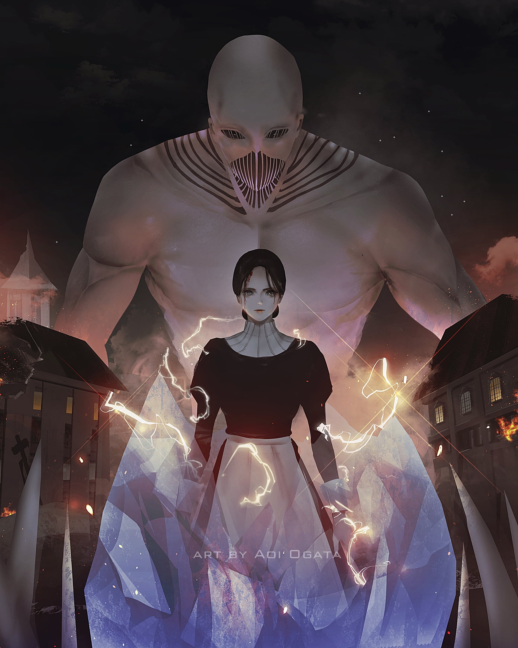 anime girls, 1080P, vertical, anime, titan, Shingeki no Kyojin, Aoi Ogata, Phone HD Wallpaper
