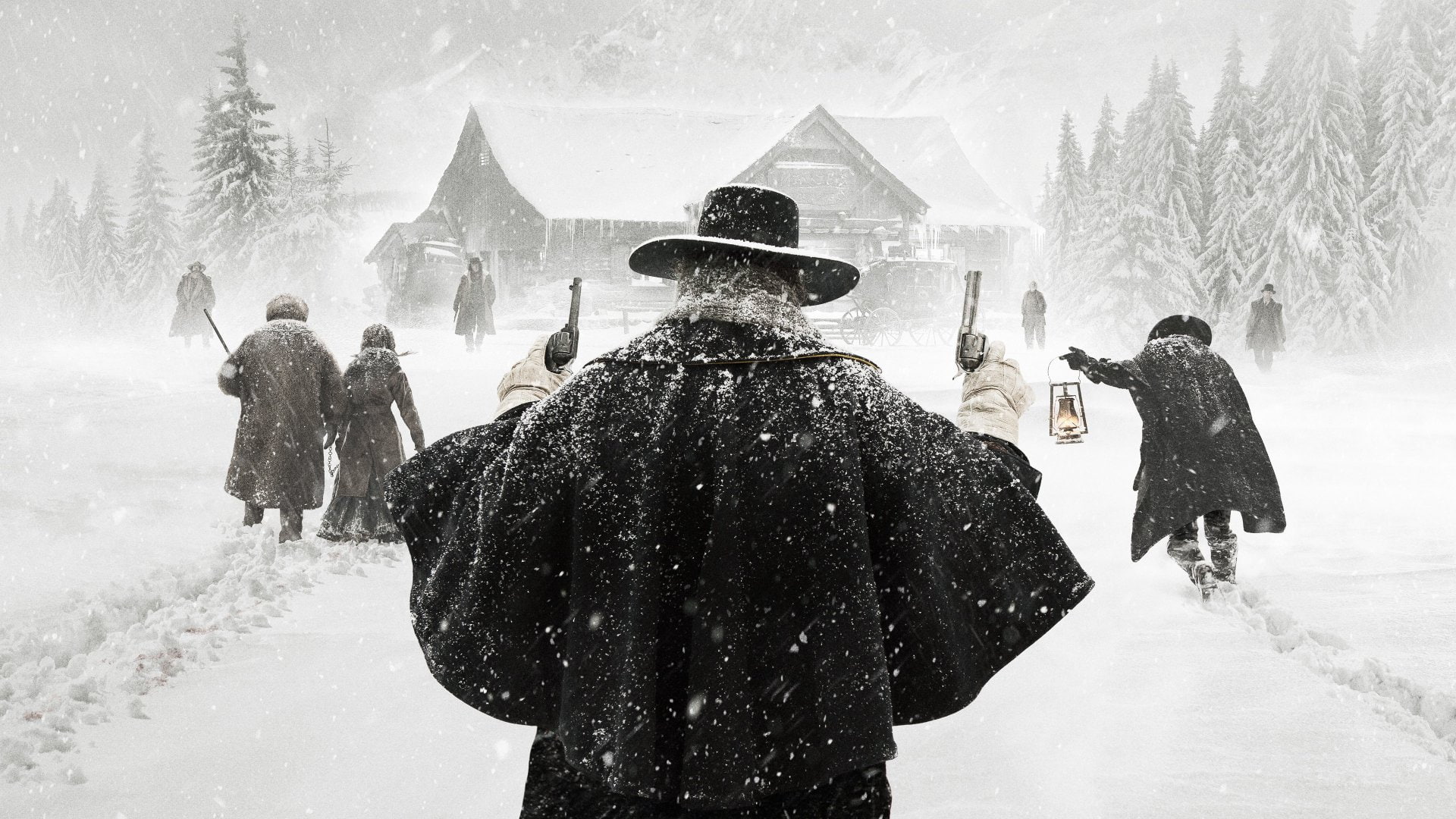 The Hateful Eight, snowing, men, motion, day, Movie, real people, people, nature, cold temperature, clothing, extreme weather, snow, winter, blizzard, 1080P, HD Wallpaper