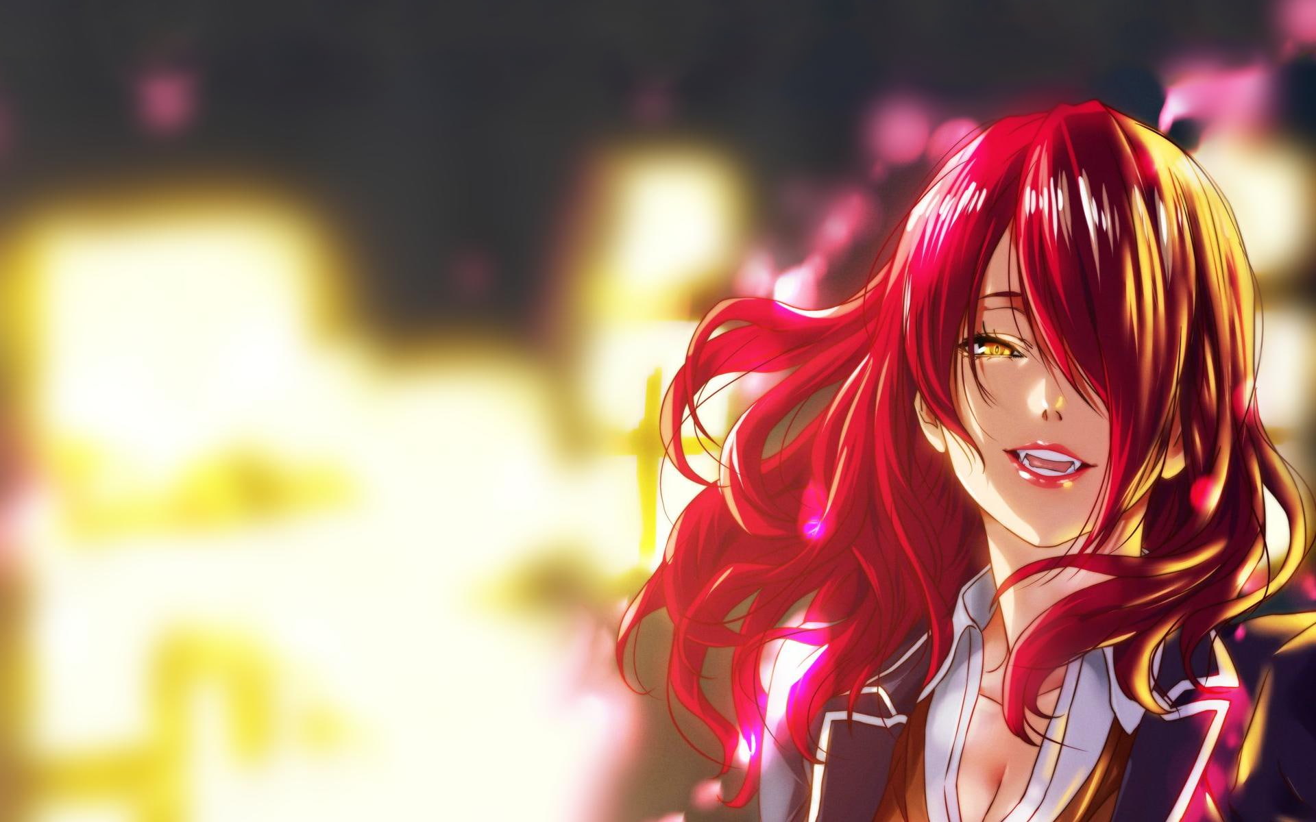 vampires, portrait, close-up, beauty, outdoors, Rindō Kobayashi, hair, redhead, one person, anime, headshot, day, focus on foreground, beautiful woman, HD Wallpaper
