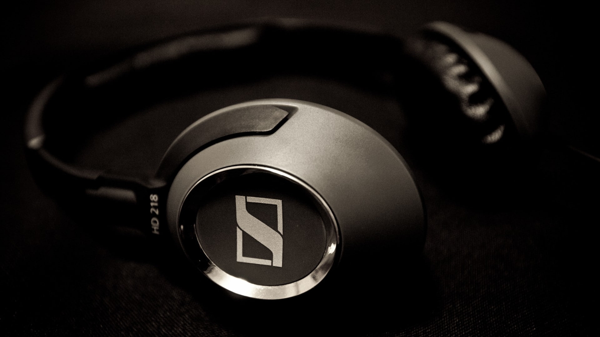 music, bw, sennheiser, macro, headphones, hd, 1080P, HD Wallpaper