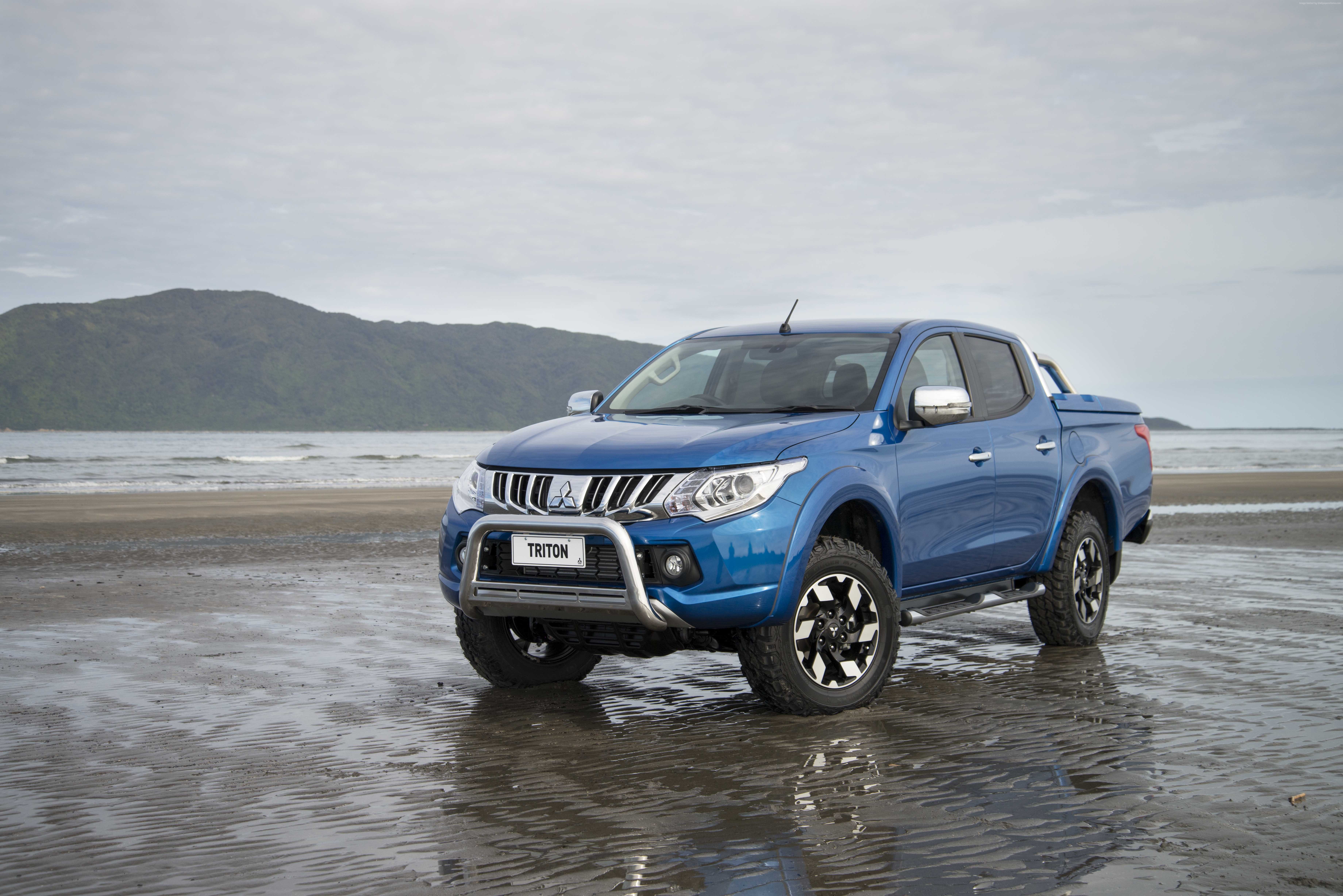 sea, reflection, mountain, sea., rain, Mitsubishi Triton, no people, pick-up, non-urban scene, mode of transportation, 5K, blue, sky, land vehicle, transportation, HD Wallpaper