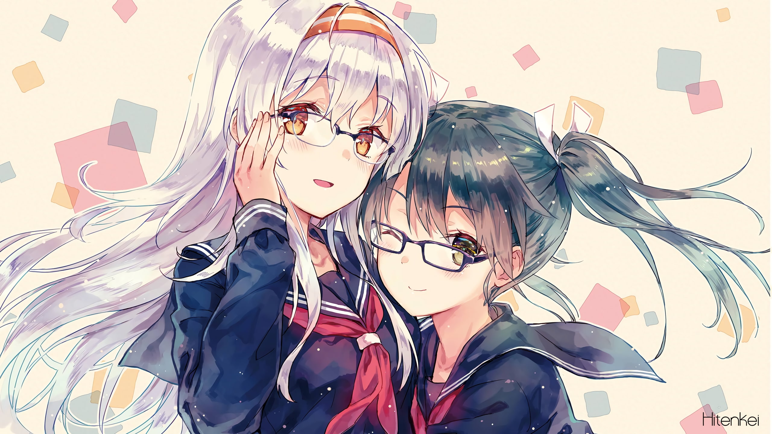 school uniform, 2K, headband, glasses, HD Wallpaper