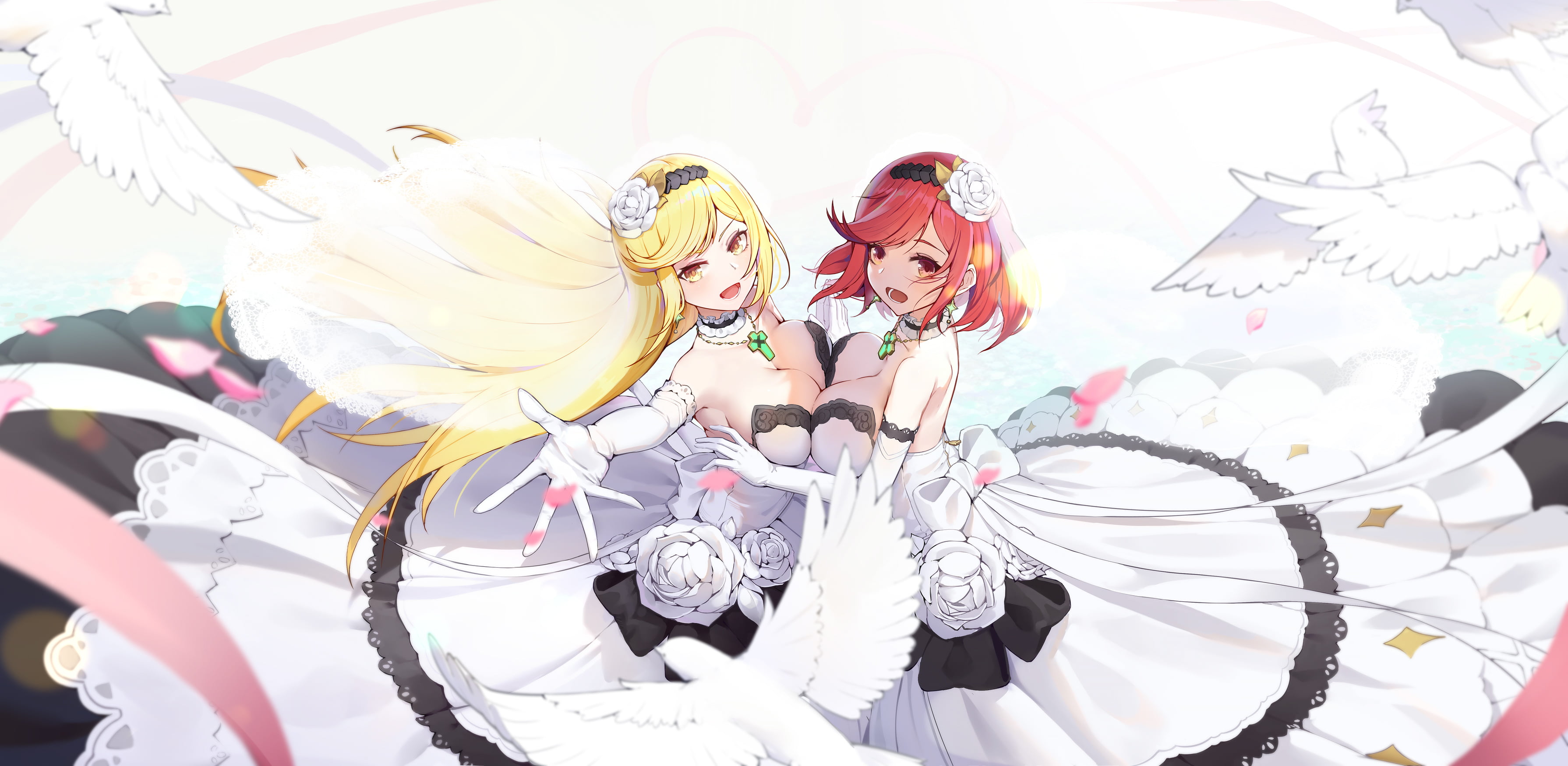 2K, artwork, Xenoblade Chronicles 2, cleavage, HD Wallpaper