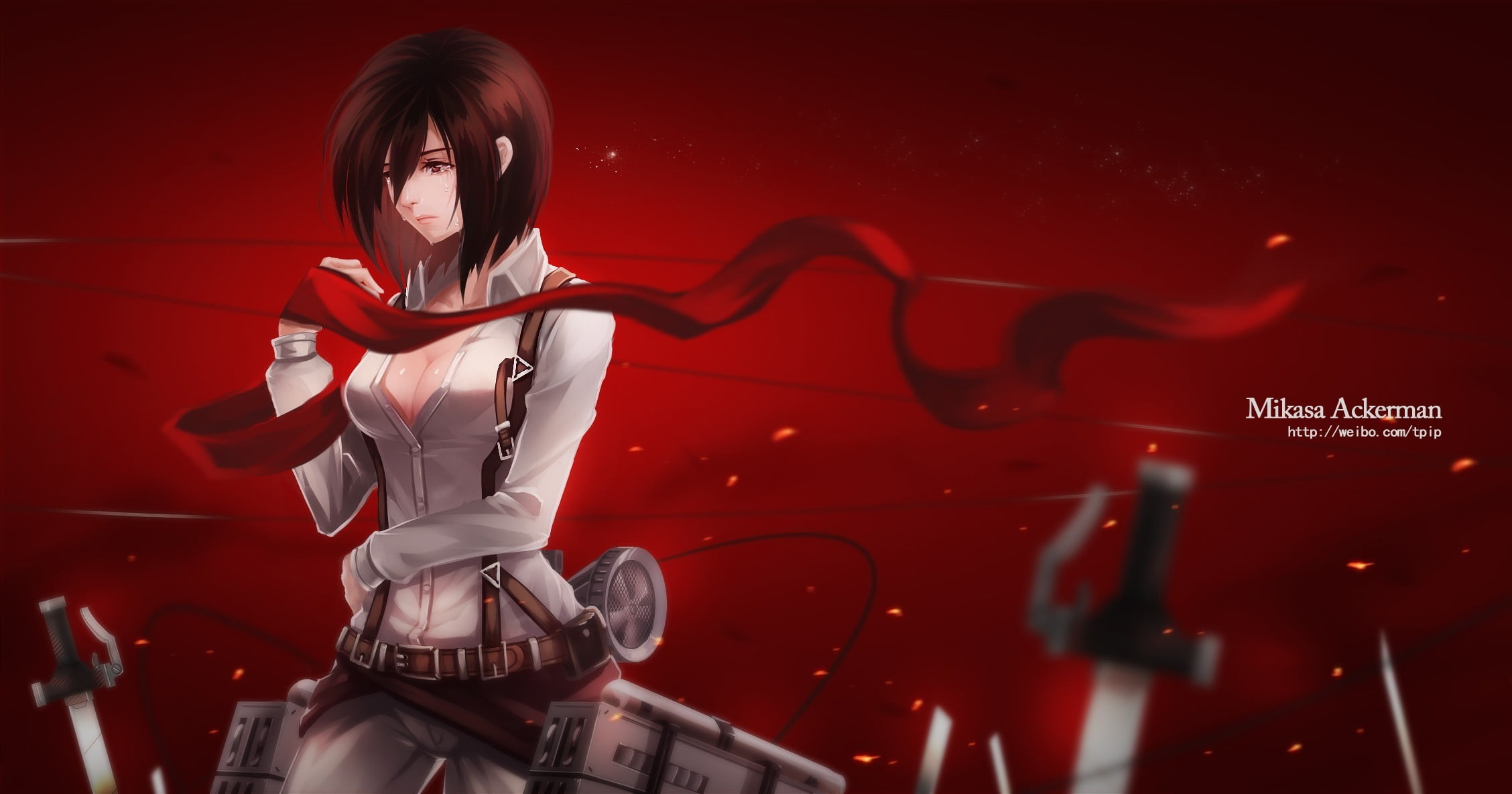adult, women, beauty, one person, females, standing, real people, indoors, haired, contemplation, 1080P, brown, Mikasa Ackerman, young adult, Shingeki no Kyojin, HD Wallpaper