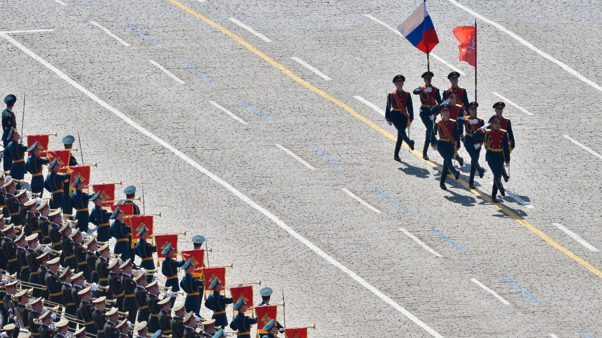 uniform, group of people, Russia, clothing, government, real people, road, crowd, outdoors, high angle view, men, day, 1080P, symbol, sign, people, adult, HD Wallpaper