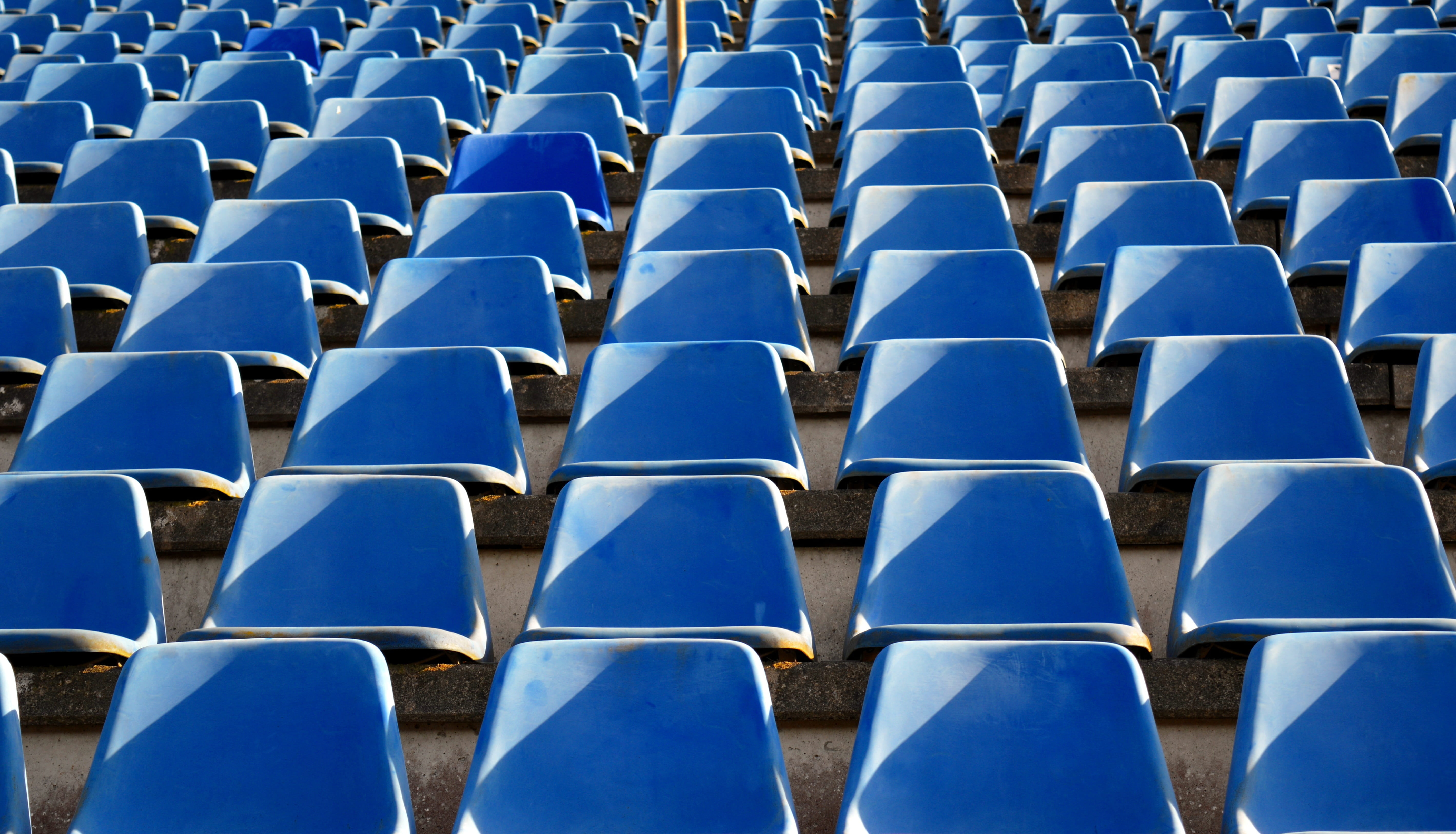 no people, arts culture and entertainment, blue, order, repetition, sit, nürburgring, in a row, bleachers, bucket seats, side by side, race, backgrounds, HD Wallpaper