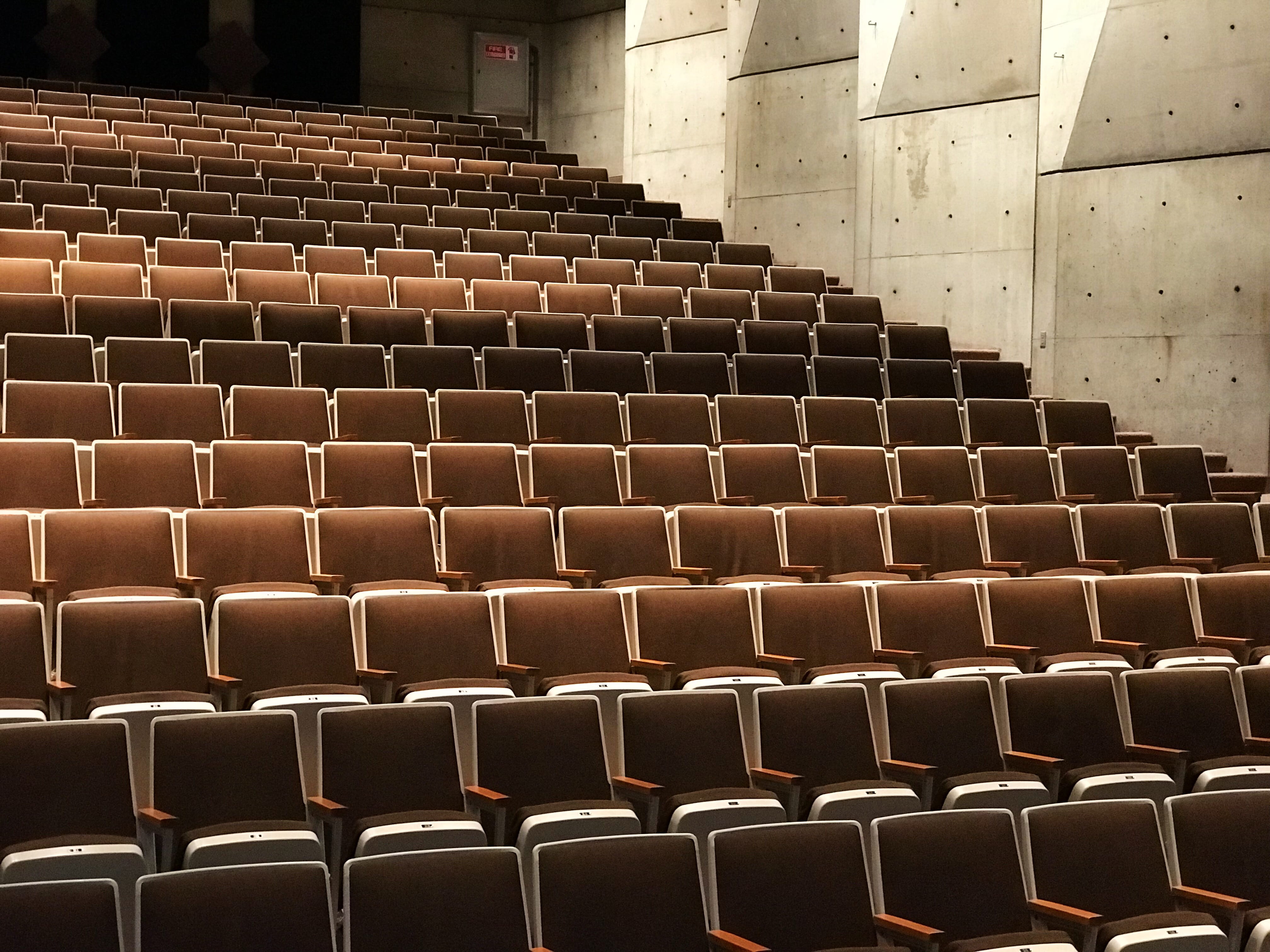 arrangement, angle, 4K, chairs, large group of objects, layers, absence, architecture, in a row, arts culture and entertainment, empty, chair, auditorium, HD Wallpaper