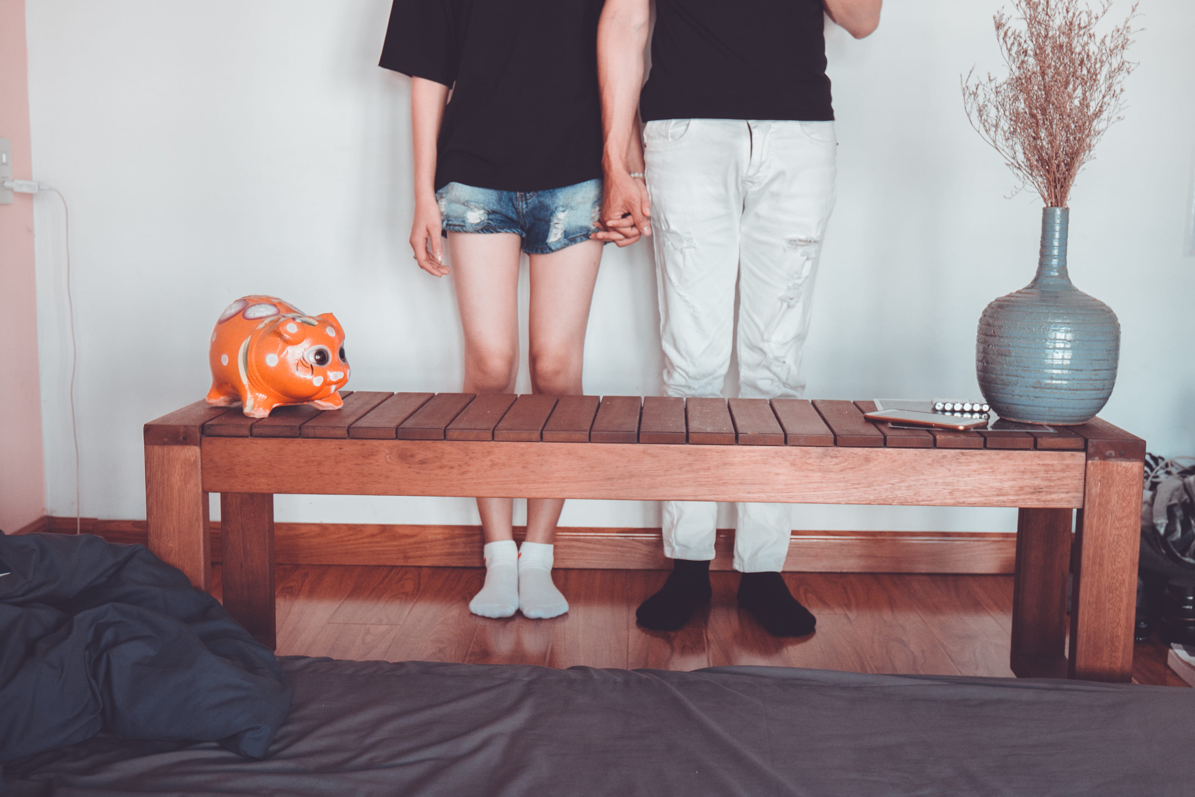 real people, people, togetherness, low section, coffee, wood - material, vase, men, hand, trading floor, shorts, human body part, woman, wear, wooden, casual clothing, HD Wallpaper