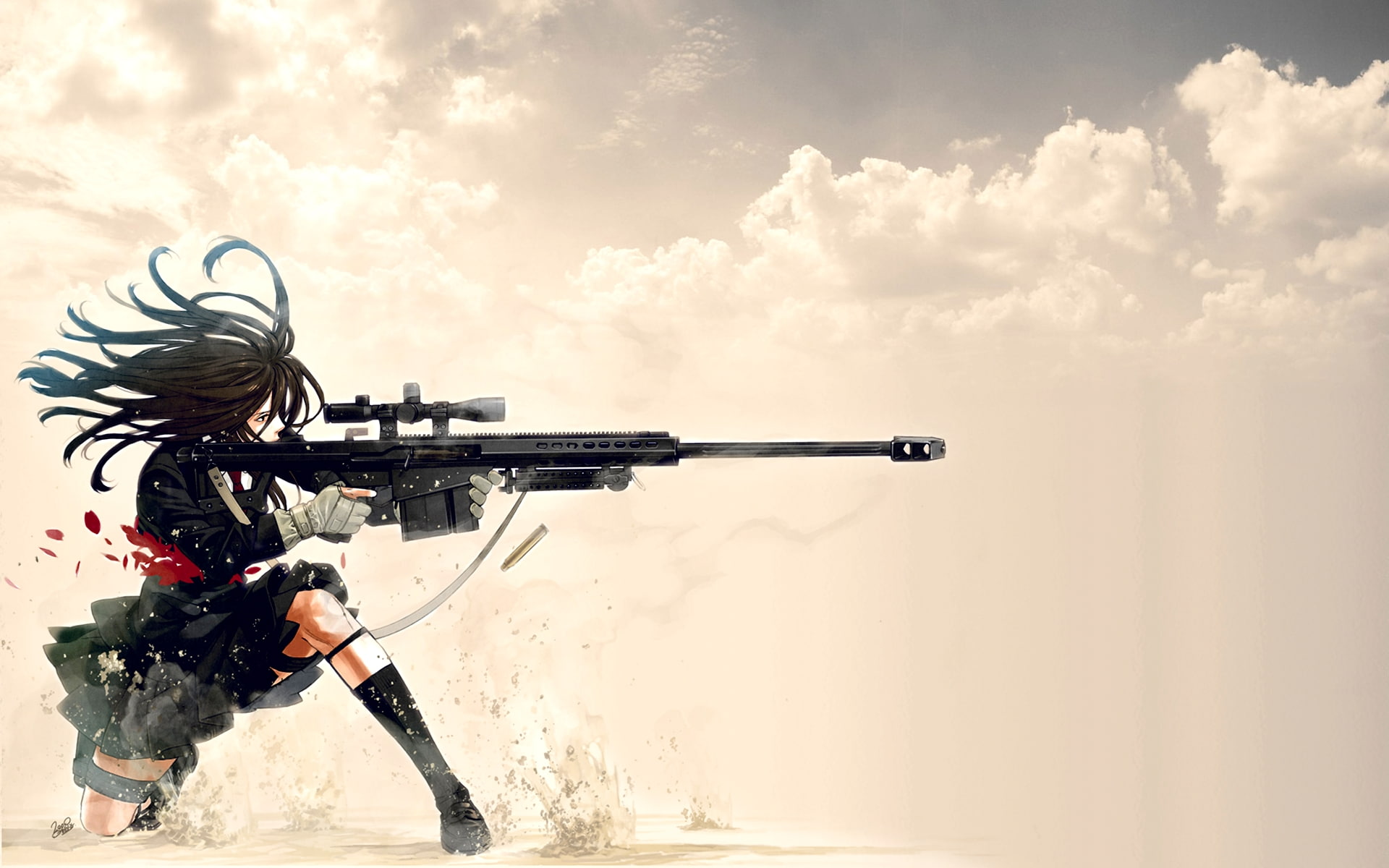anime, hd, art, barret, ma, x, guns, sniper, hot, women, girls, 1080P, HD Wallpaper