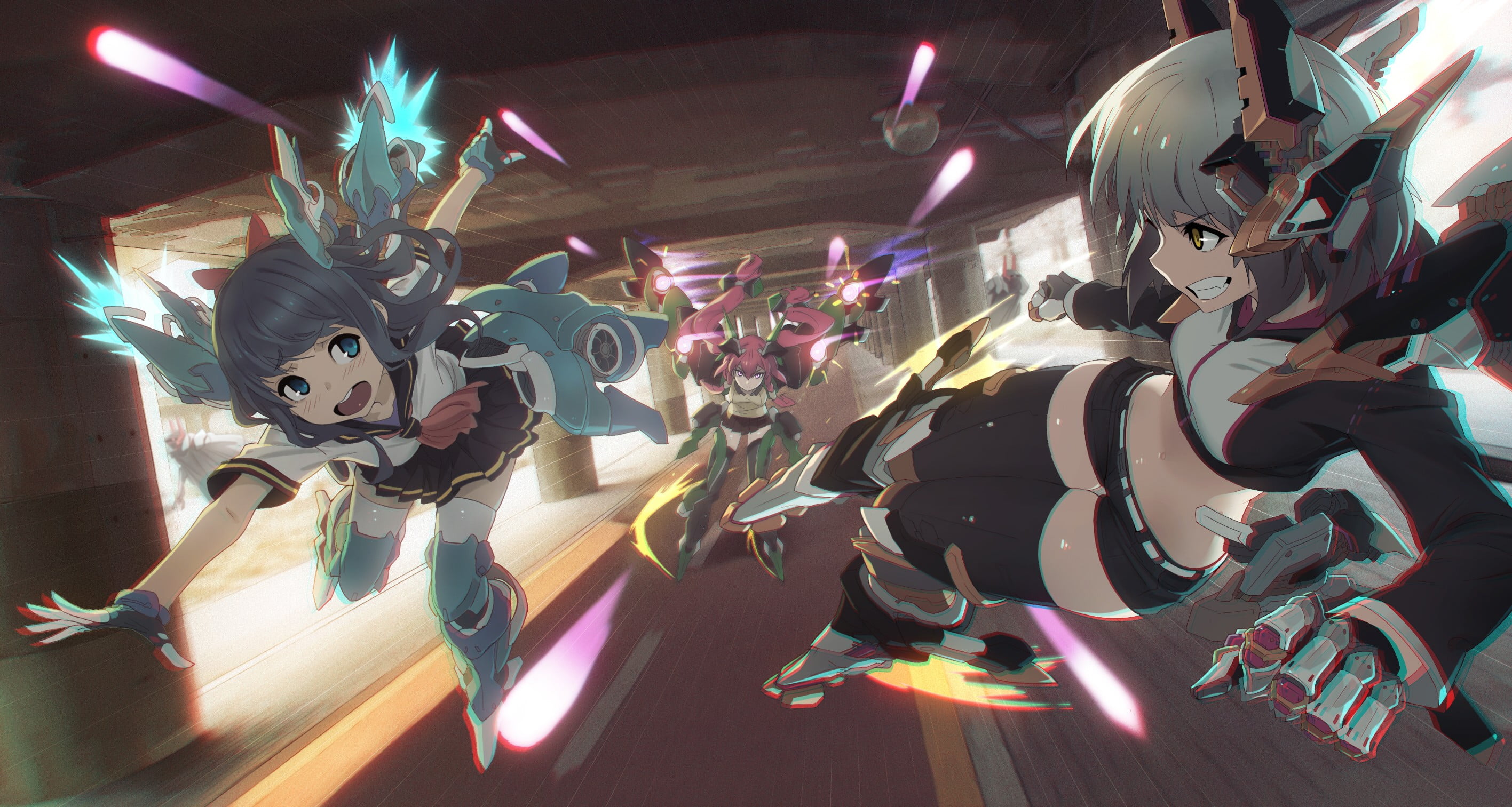 animal representation, blurred motion, running, enjoyment, representation, anime, night, indoors, event, flight suits, motion, illuminated, lighting equipment, HD Wallpaper