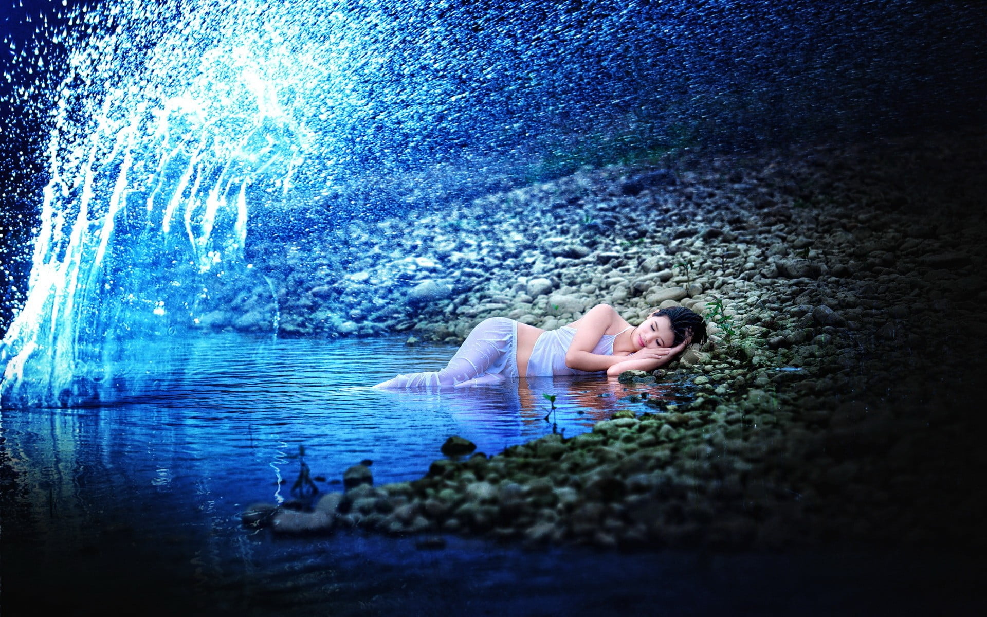 wet body, swimming, lying down, men, wet clothing, lifestyles, Asian, innocence, leisure activity, day, one person, real people, water, 1080P, childhood, HD Wallpaper