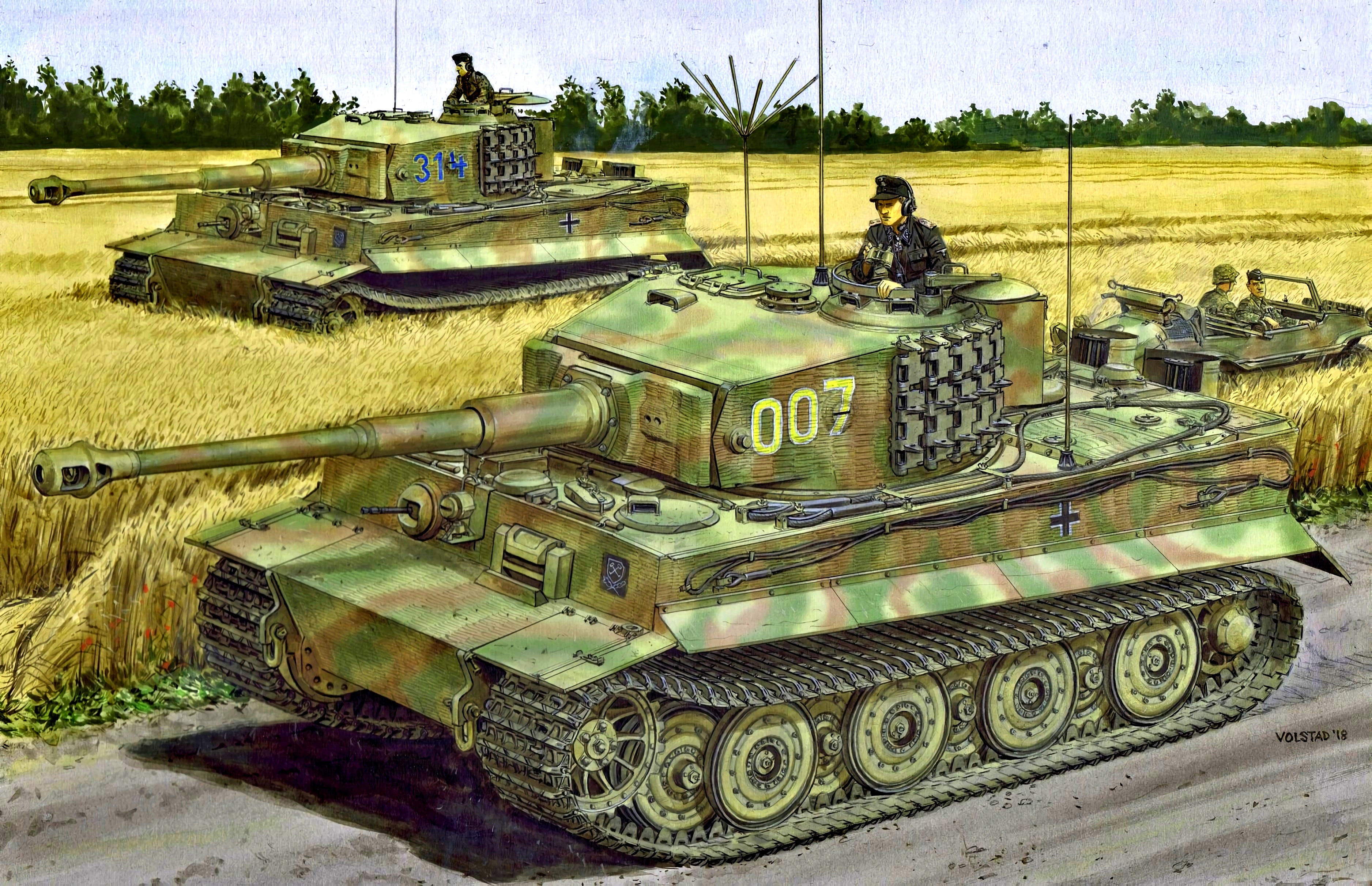 Tiger I, late, soldiers, machine, tanker, 2K, road, Pz.KpfW.VI Ausf.E, The second World war, production, Western front, HD Wallpaper